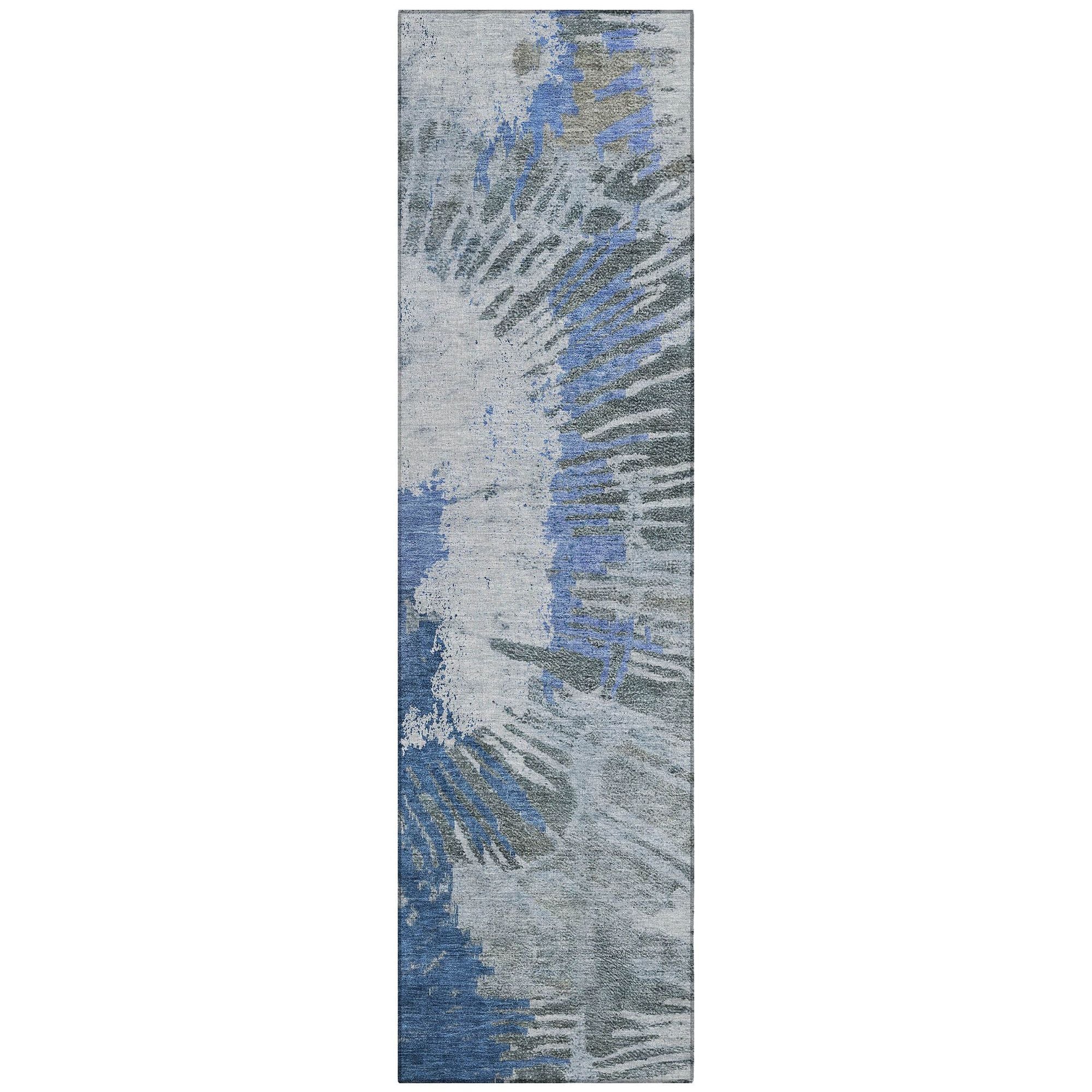 Machine Washable Blue Rug - Indoor / Outdoor - Kids / Pet Friendly Modern Print Rug