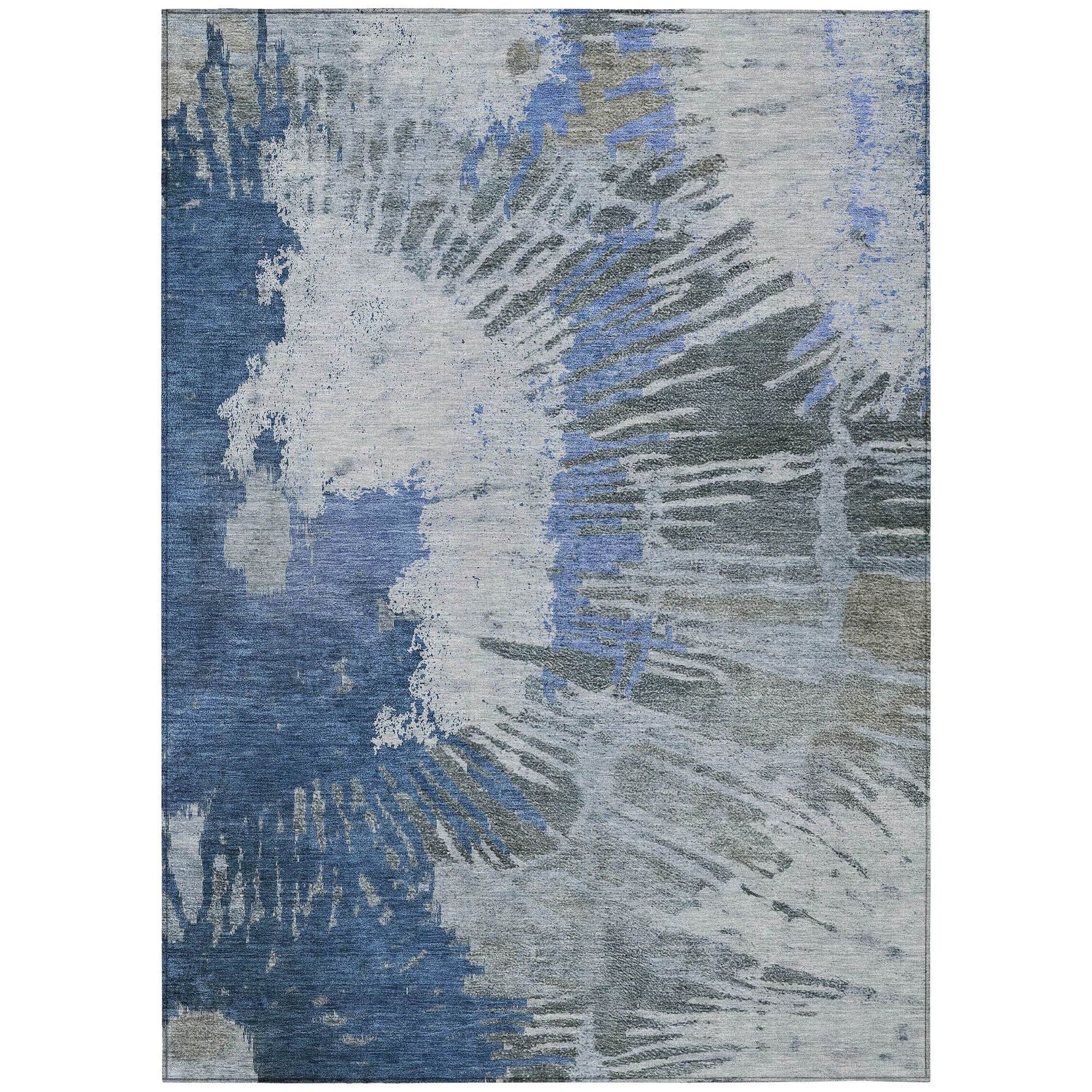 Machine Washable Blue Rug - Indoor / Outdoor - Kids / Pet Friendly Modern Print Rug