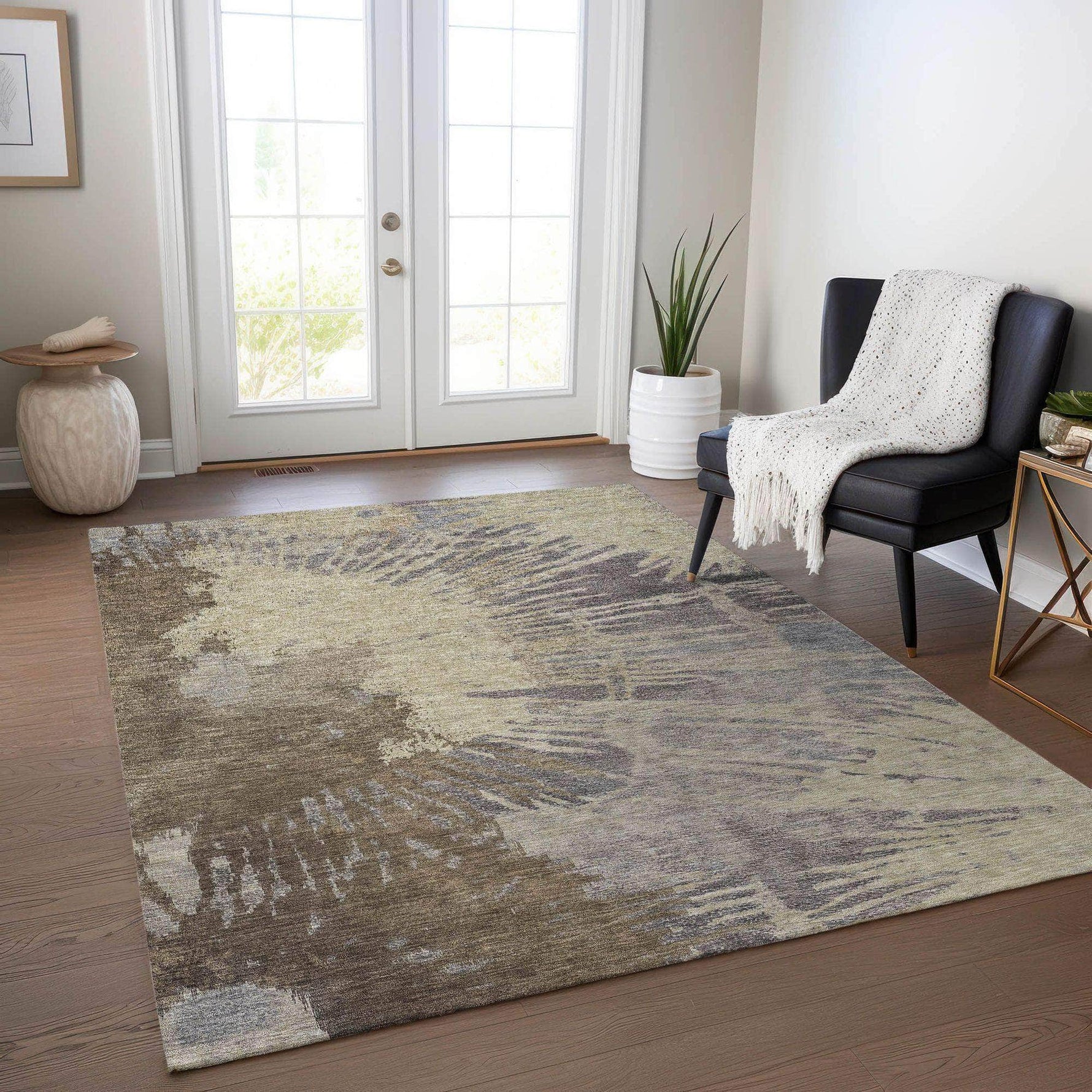 Machine Made ACN645 Brown  Rugs 