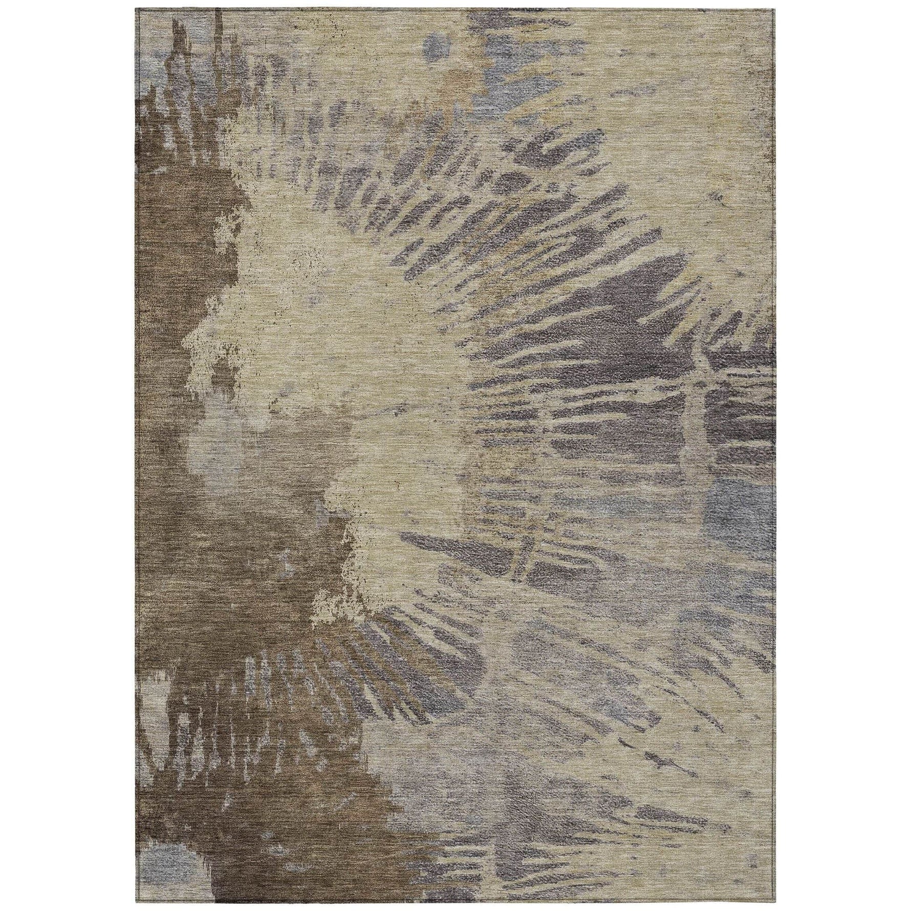 Machine Washable Brown Rug - Indoor / Outdoor - Kids / Pet Friendly Modern Print Rug