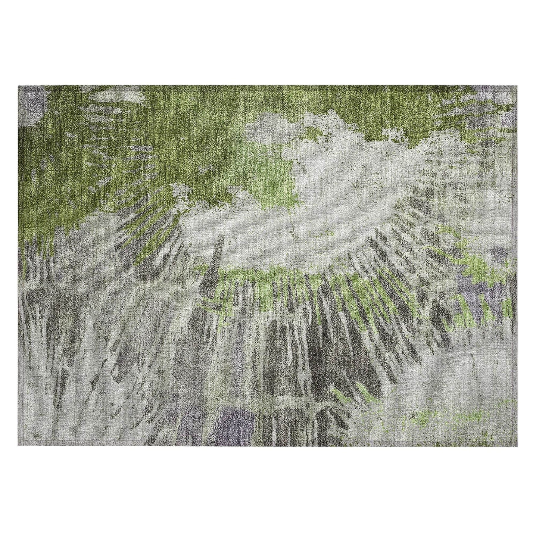 Machine Washable Olive Green Rug - Indoor / Outdoor - Kids / Pet Friendly Modern Print Rug