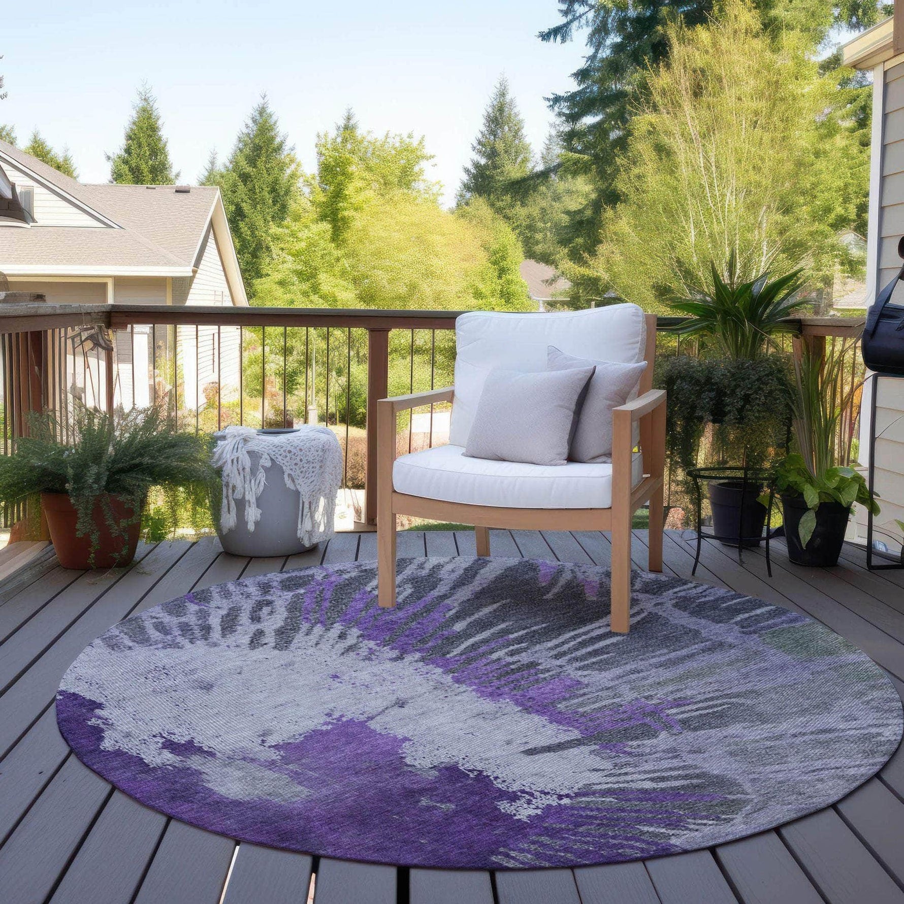 Machine Made ACN645 Purple  Rugs 