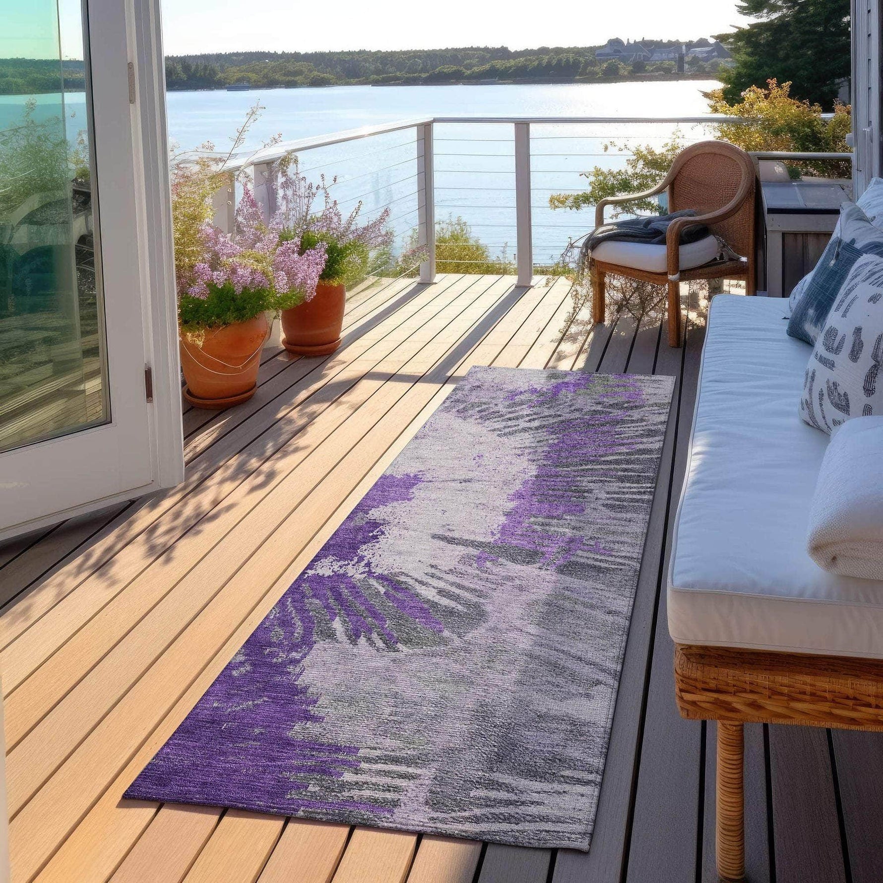 Machine Made ACN645 Purple  Rugs 