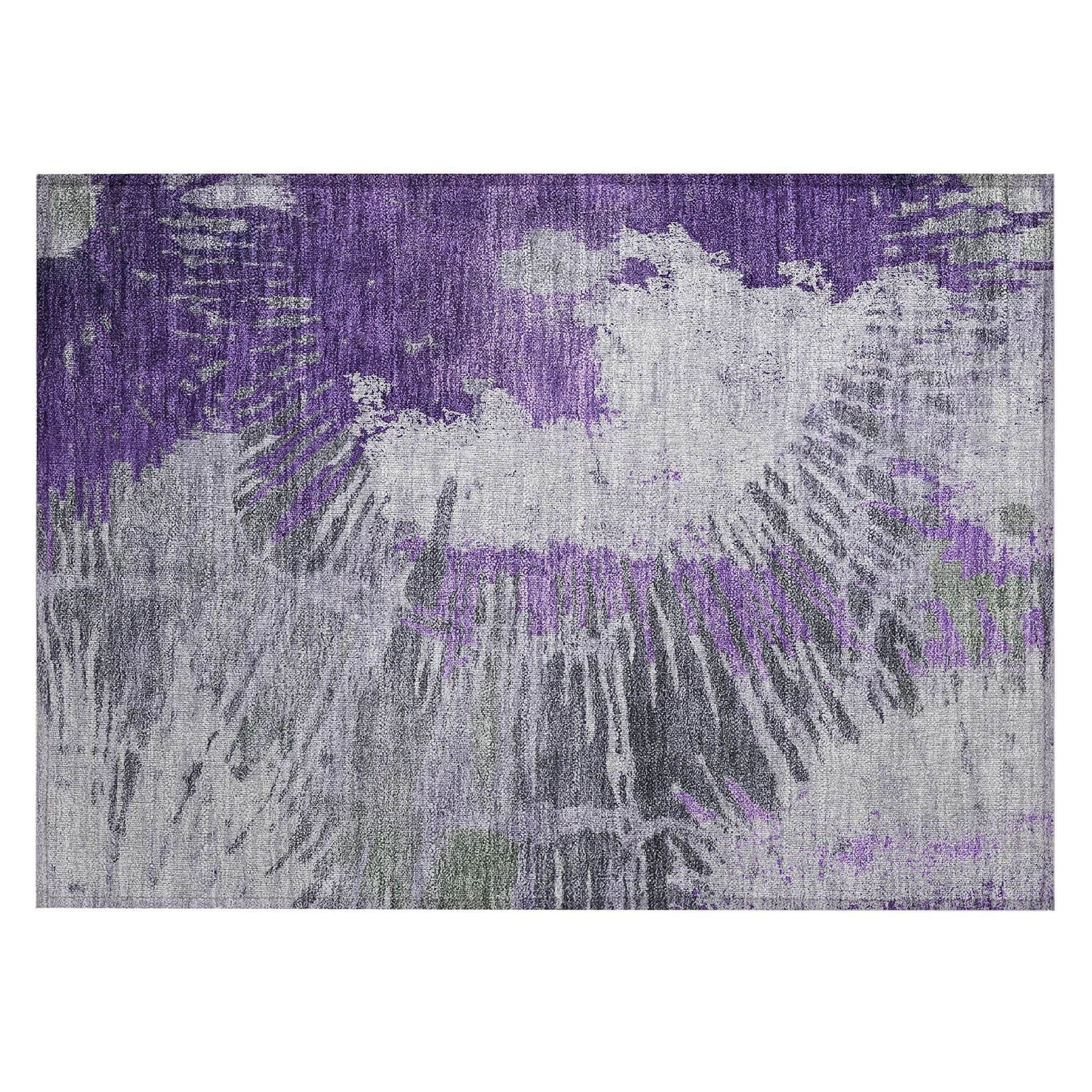 Machine Washable Purple Rug - Indoor / Outdoor - Kids / Pet Friendly Modern Print Rug