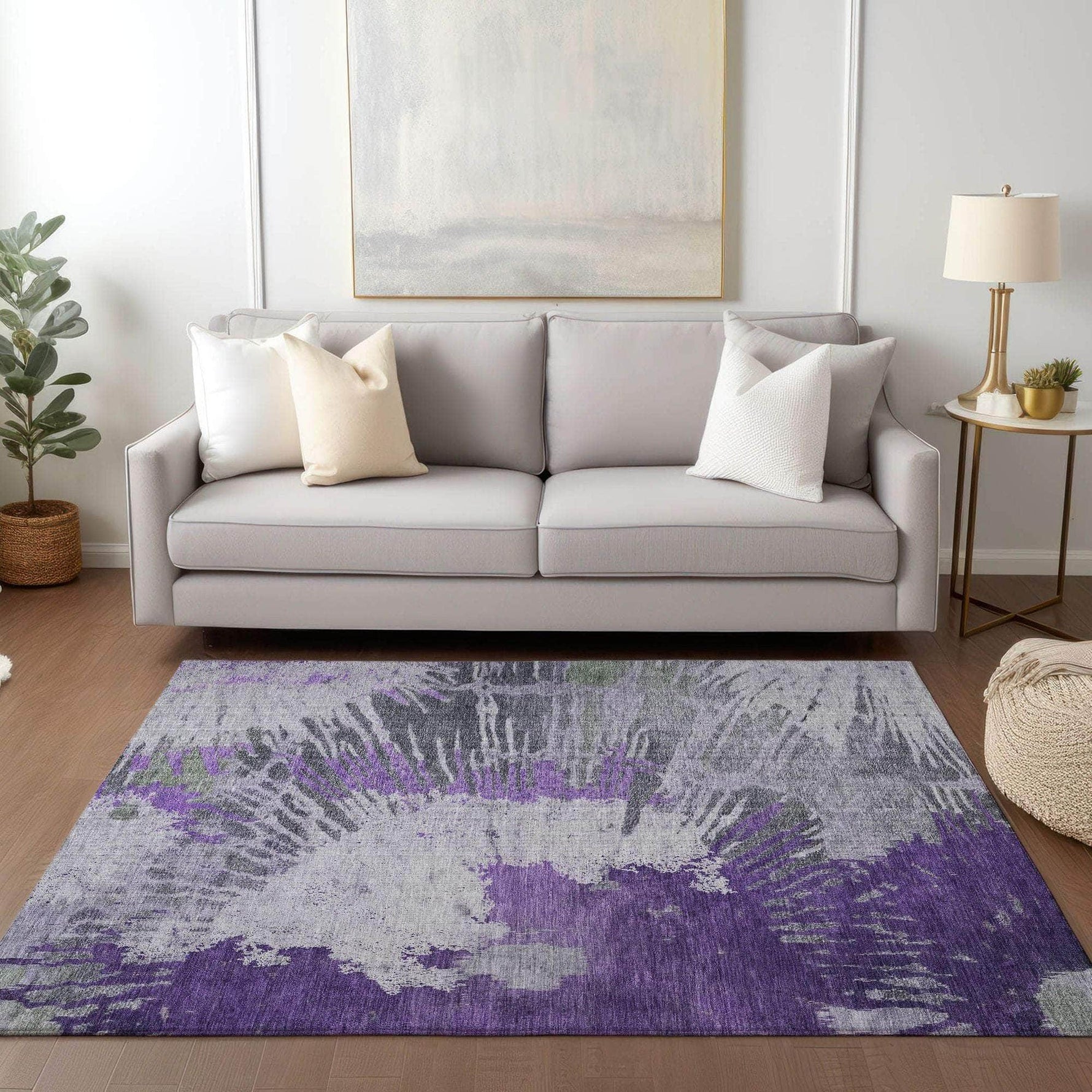 Machine Made ACN645 Purple  Rugs 