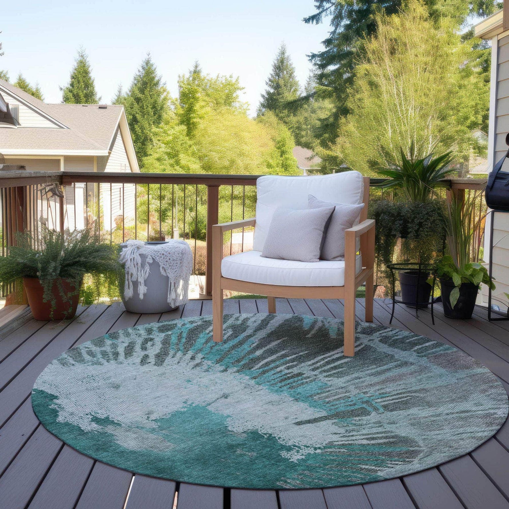 Machine Made ACN645 Teal  Rugs 