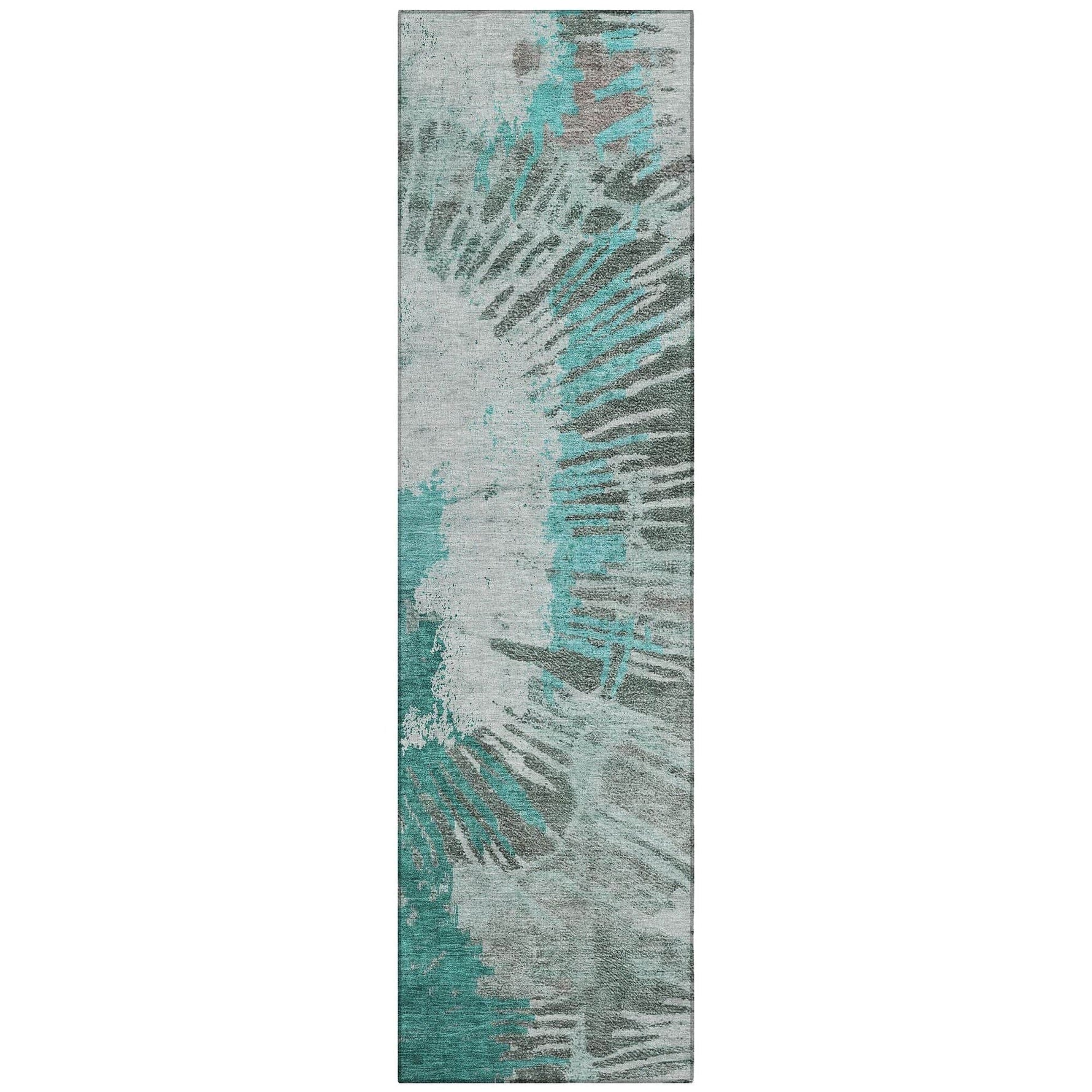 Machine Washable Teal Rug - Indoor / Outdoor - Kids / Pet Friendly Modern Print Rug