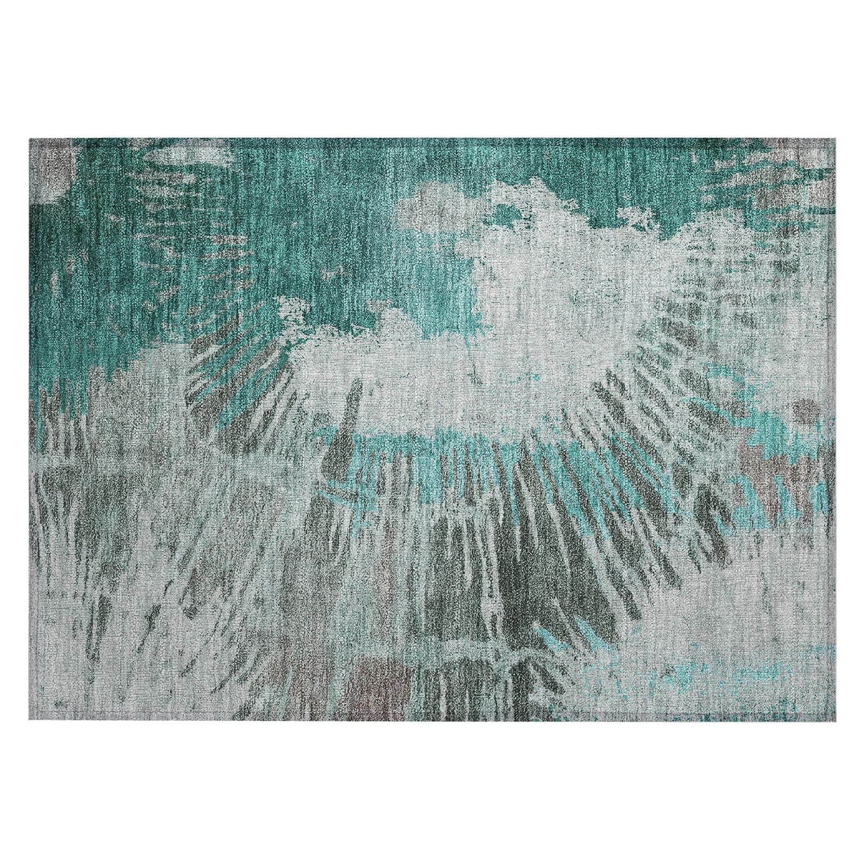 Machine Washable Teal Rug - Indoor / Outdoor - Kids / Pet Friendly Modern Print Rug