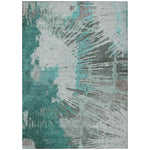 Machine Washable Teal Rug - Indoor / Outdoor - Kids / Pet Friendly Modern Print Rug