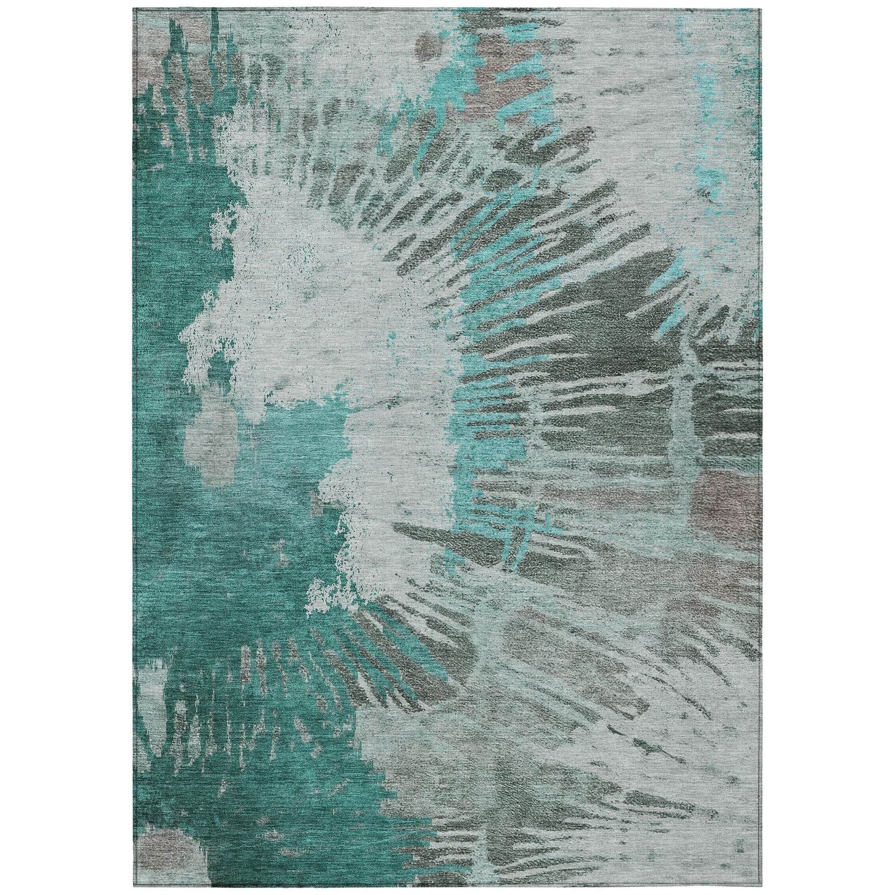 Machine Washable Teal Rug - Indoor / Outdoor - Kids / Pet Friendly Modern Print Rug