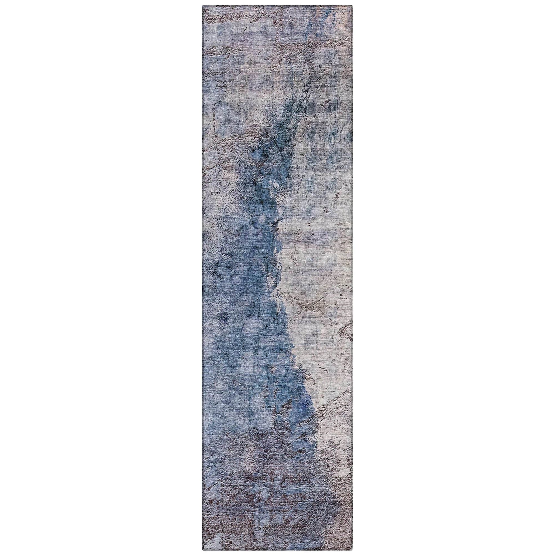 Machine Washable Blue Rug - Indoor / Outdoor - Kids / Pet Friendly Modern Print Rug