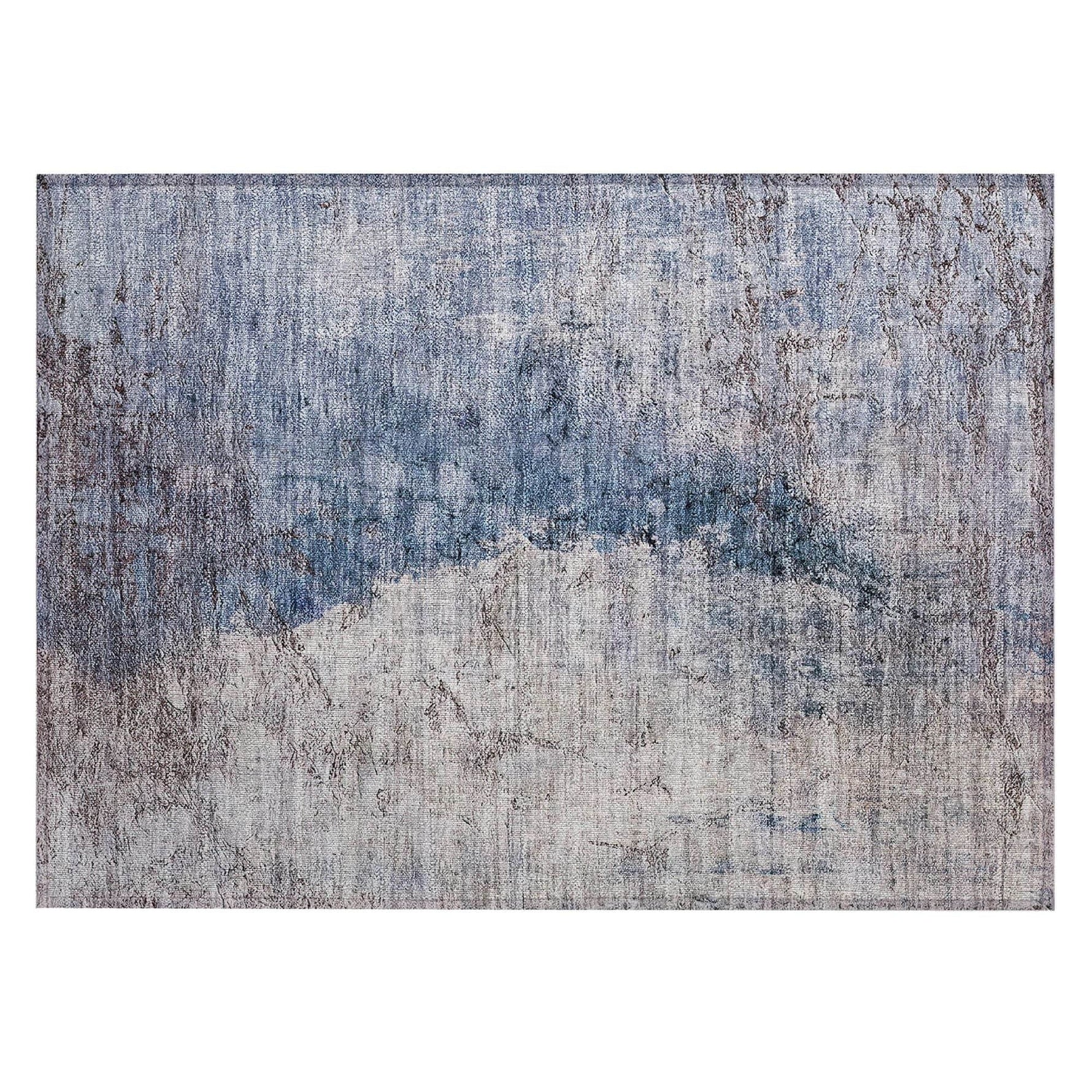 Machine Washable Blue Rug - Indoor / Outdoor - Kids / Pet Friendly Modern Print Rug