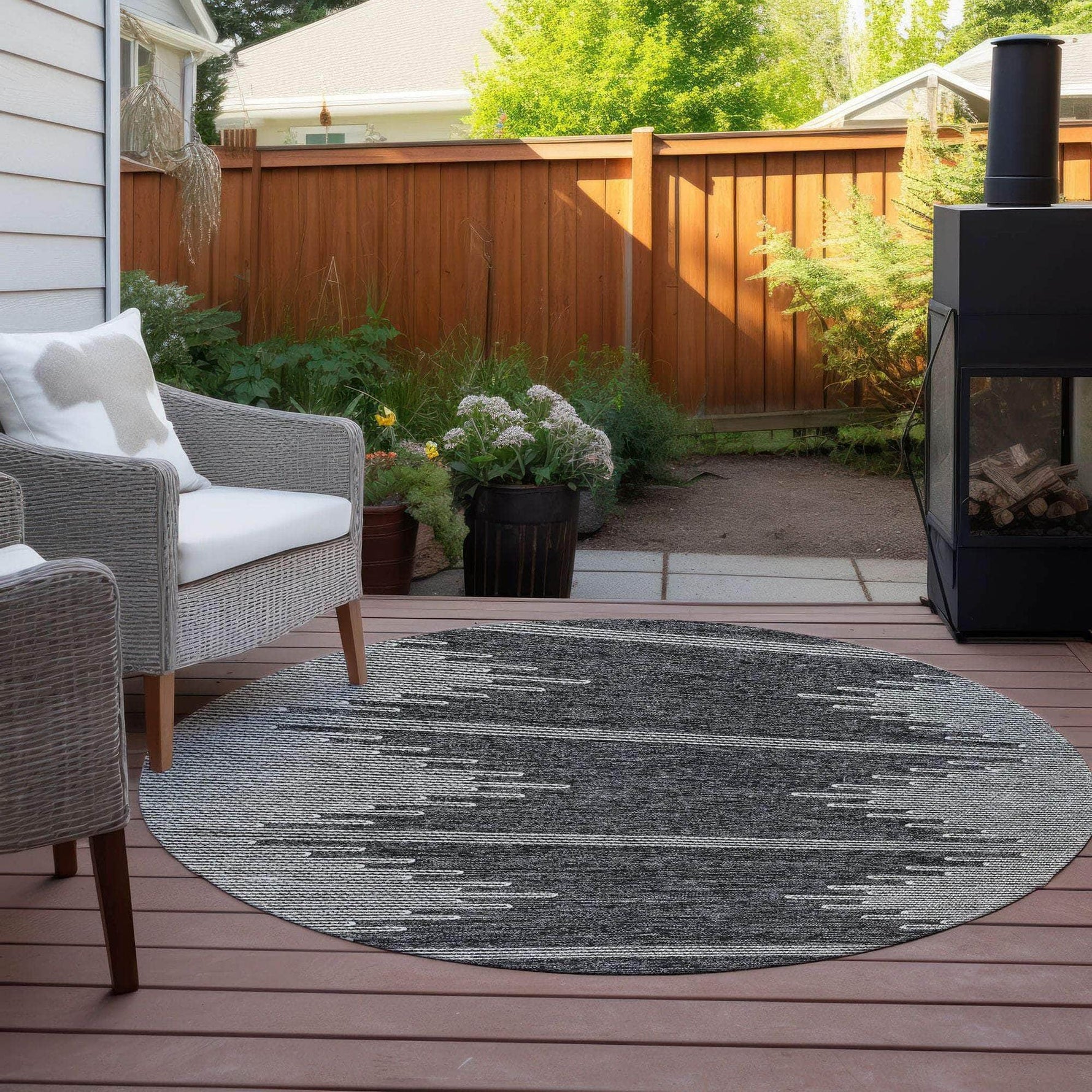 Machine Made ACN647 Charcoal Gray Rugs 