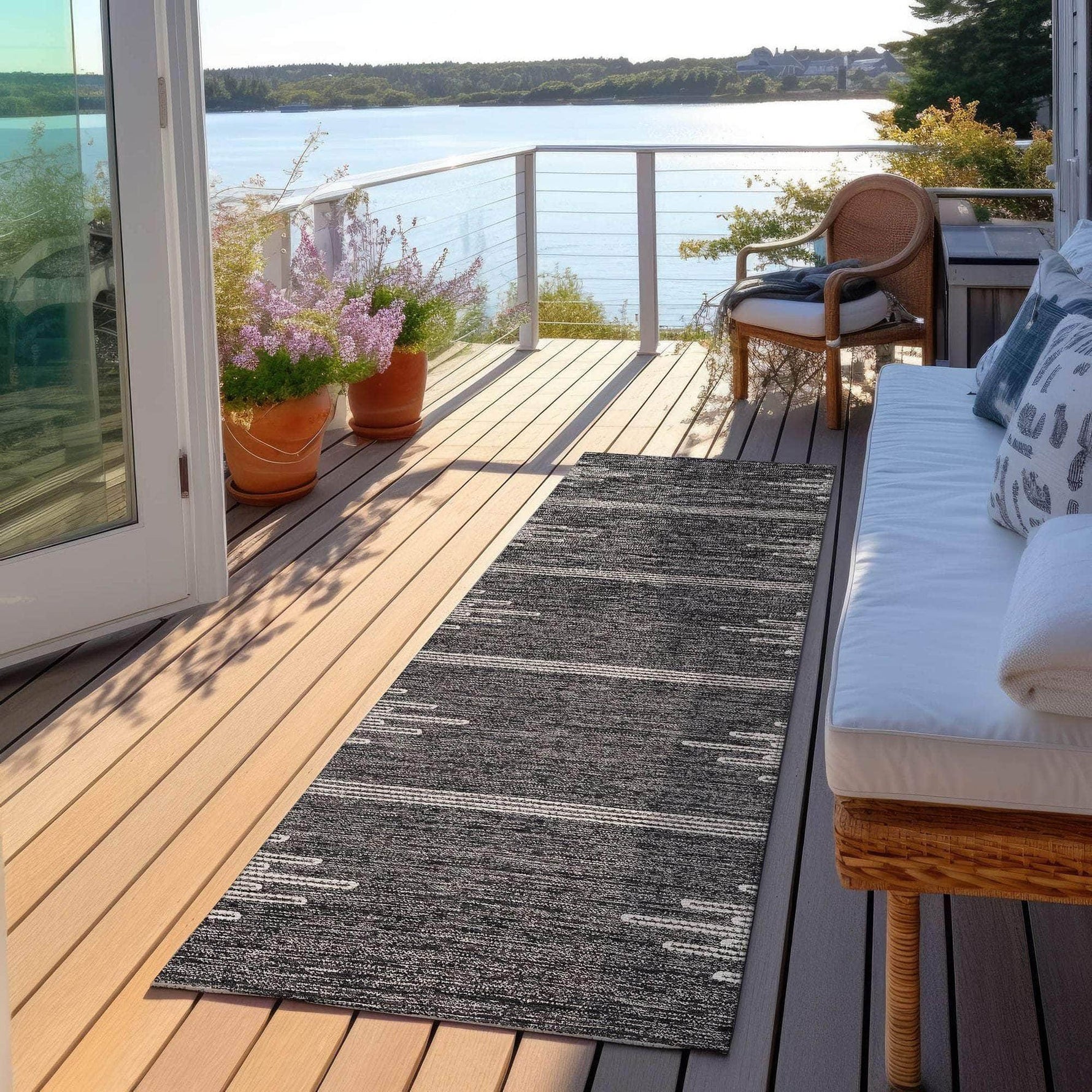 Machine Made ACN647 Charcoal Gray Rugs 