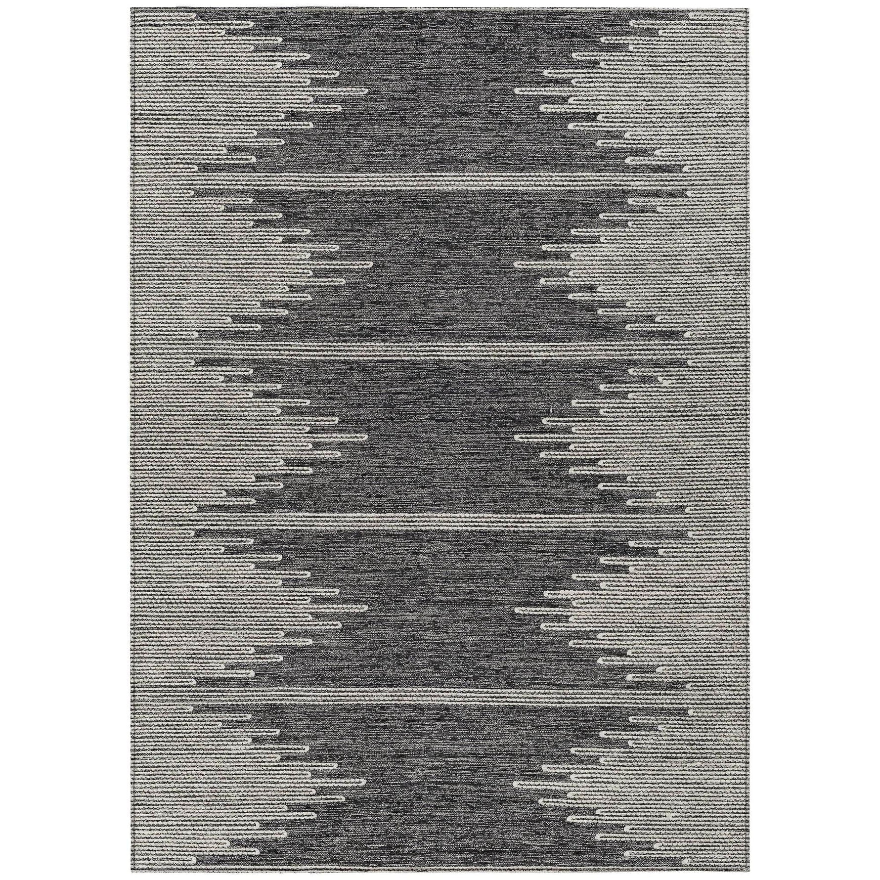 Machine Washable Charcoal Gray Rug - Indoor / Outdoor - Kids / Pet Friendly Modern Print Rug