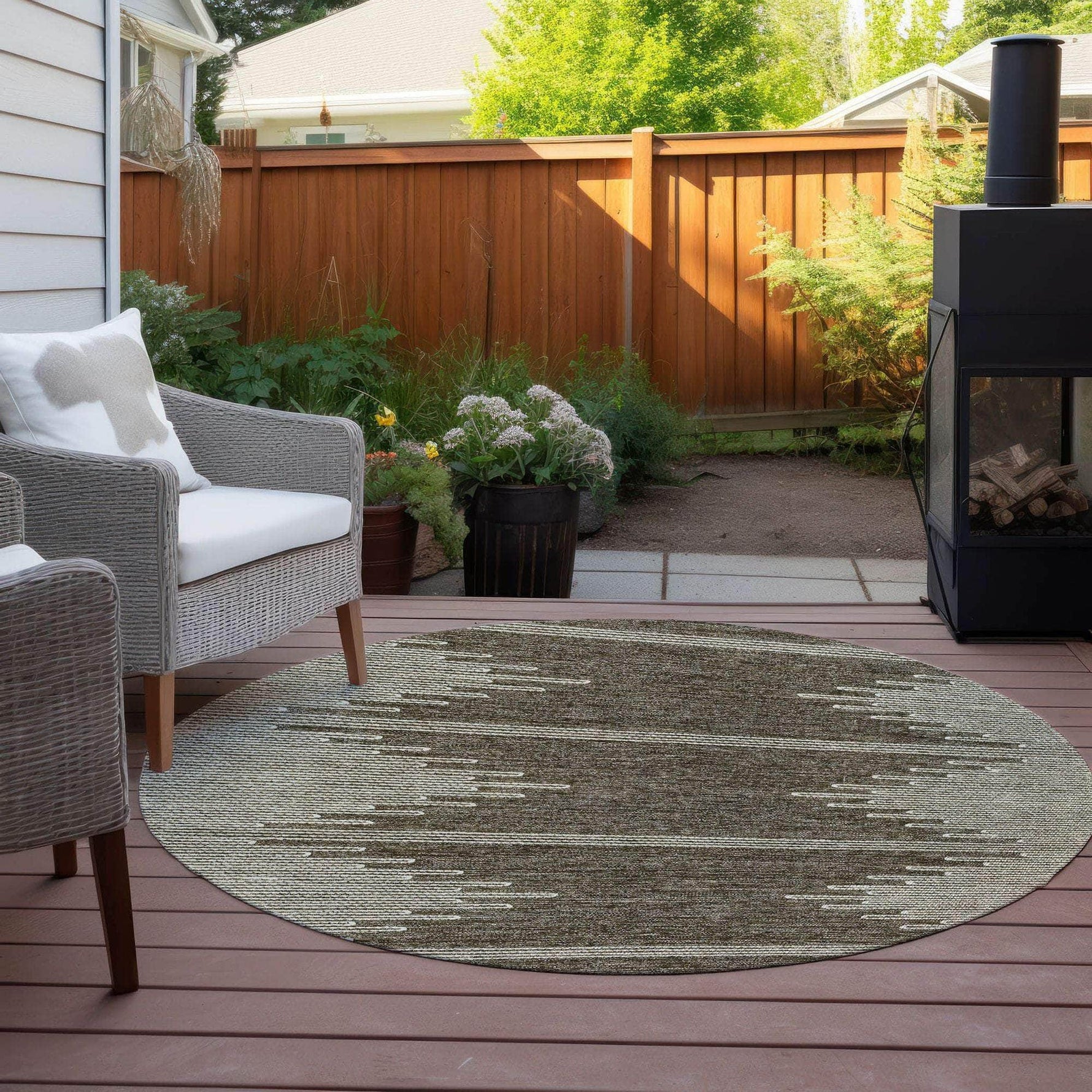 Machine Made ACN647 Coffee Brown Rugs 