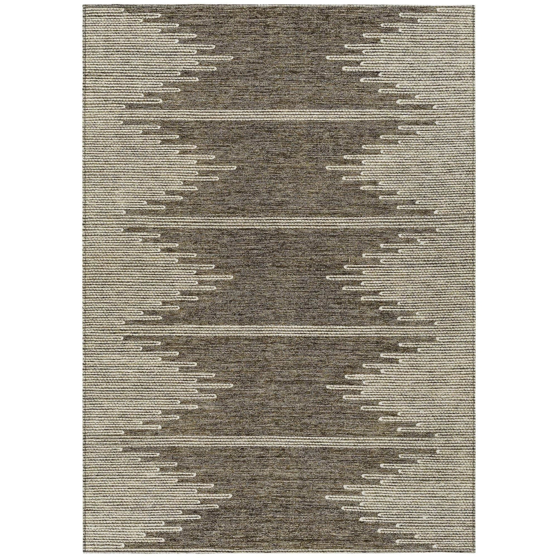 Machine Washable Coffee Brown Rug - Indoor / Outdoor - Kids / Pet Friendly Modern Print Rug