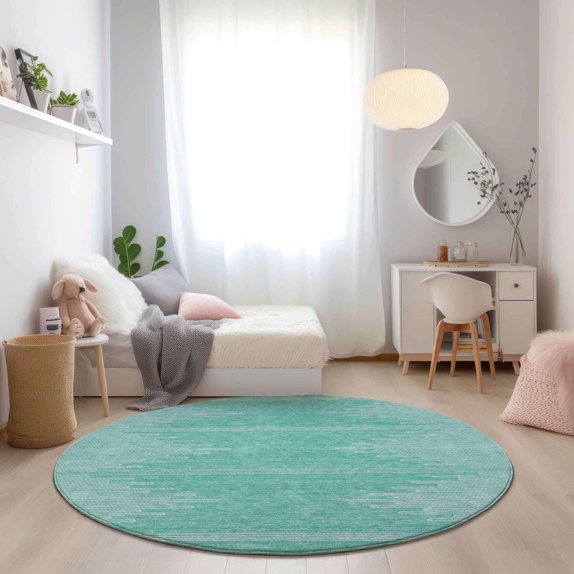 Machine Made ACN647 Teal  Rugs 
