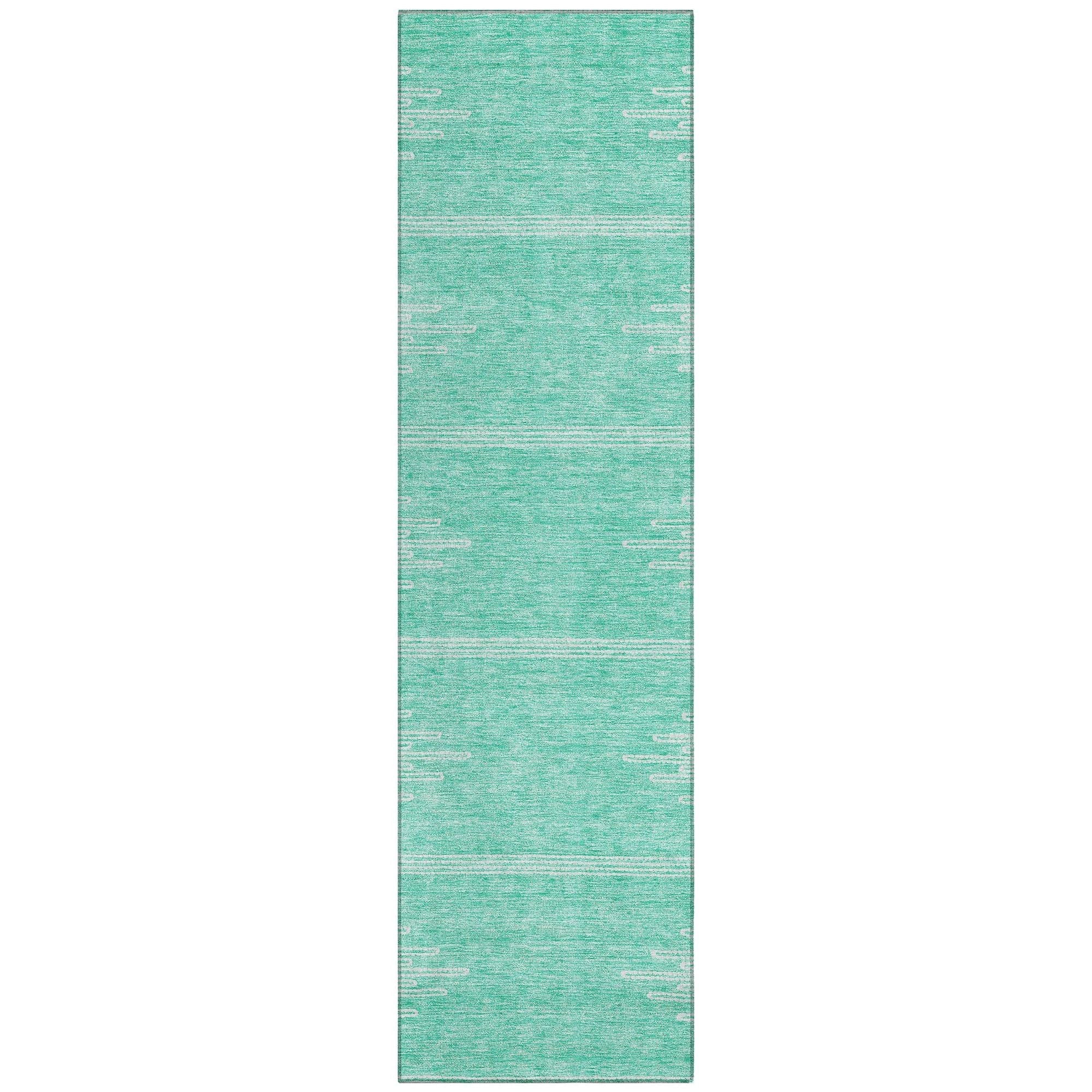 Machine Washable Teal Rug - Indoor / Outdoor - Kids / Pet Friendly Modern Print Rug
