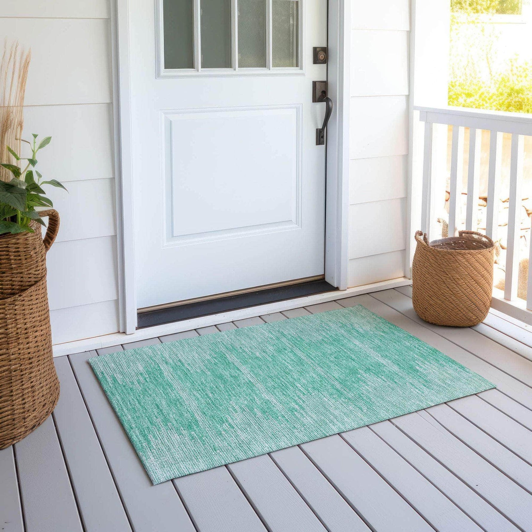 Machine Made ACN647 Teal  Rugs 