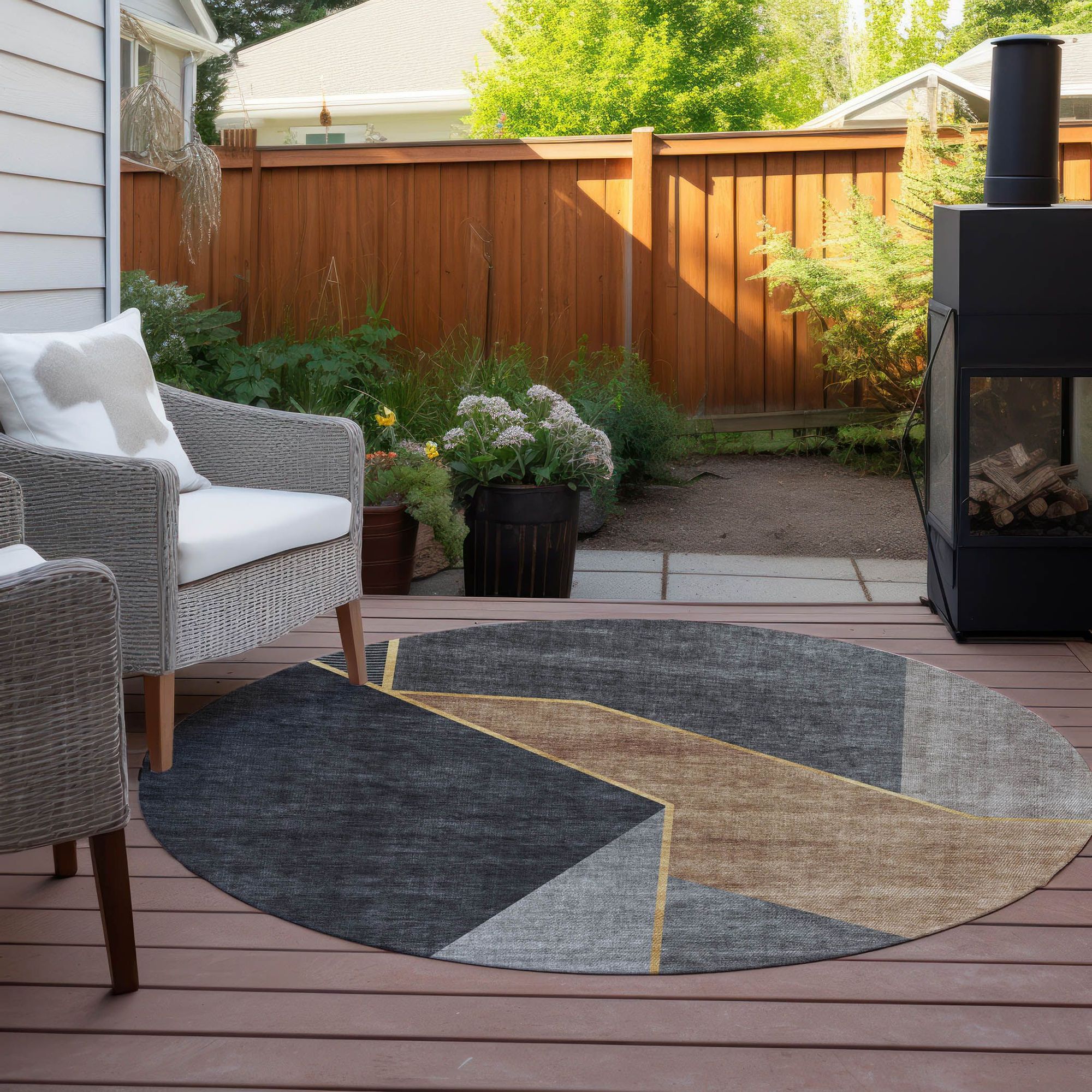 Machine Made ACN648 Charcoal Gray Rugs 