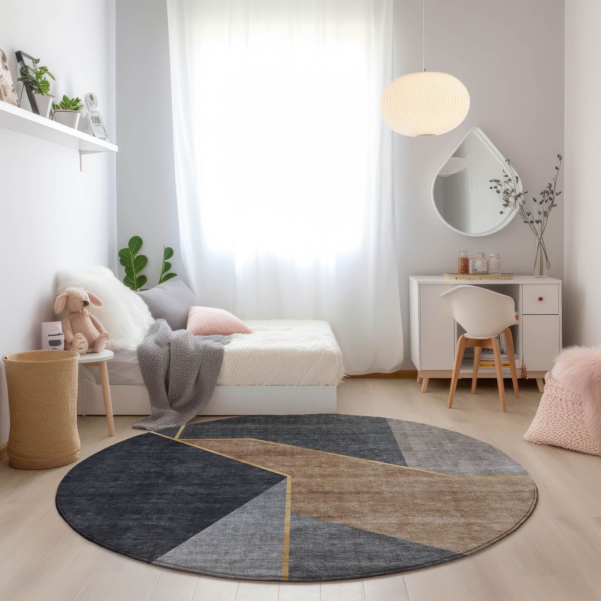 Machine Made ACN648 Charcoal Gray Rugs 