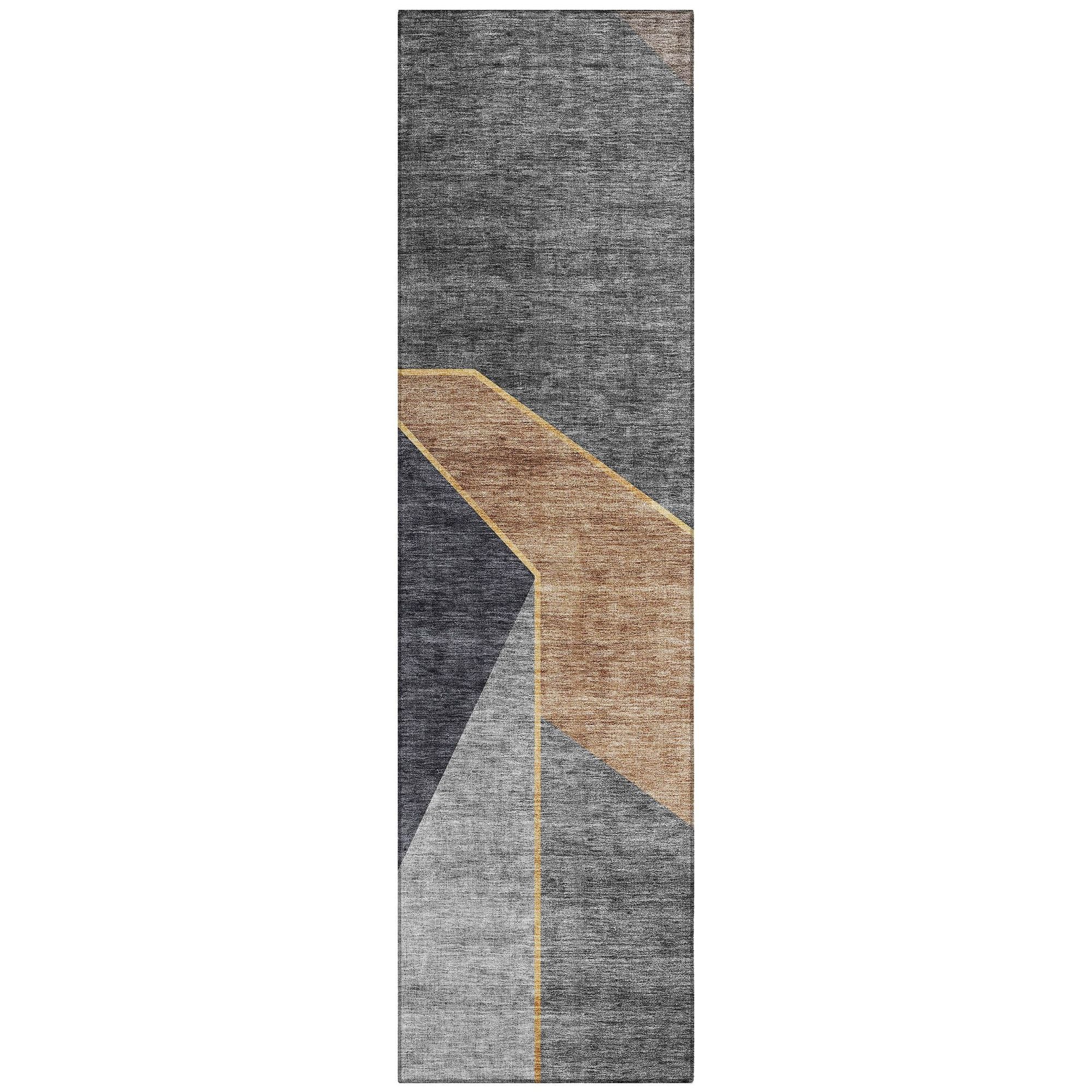 Machine Washable Charcoal Gray Rug - Indoor / Outdoor - Kids / Pet Friendly Modern Print Rug