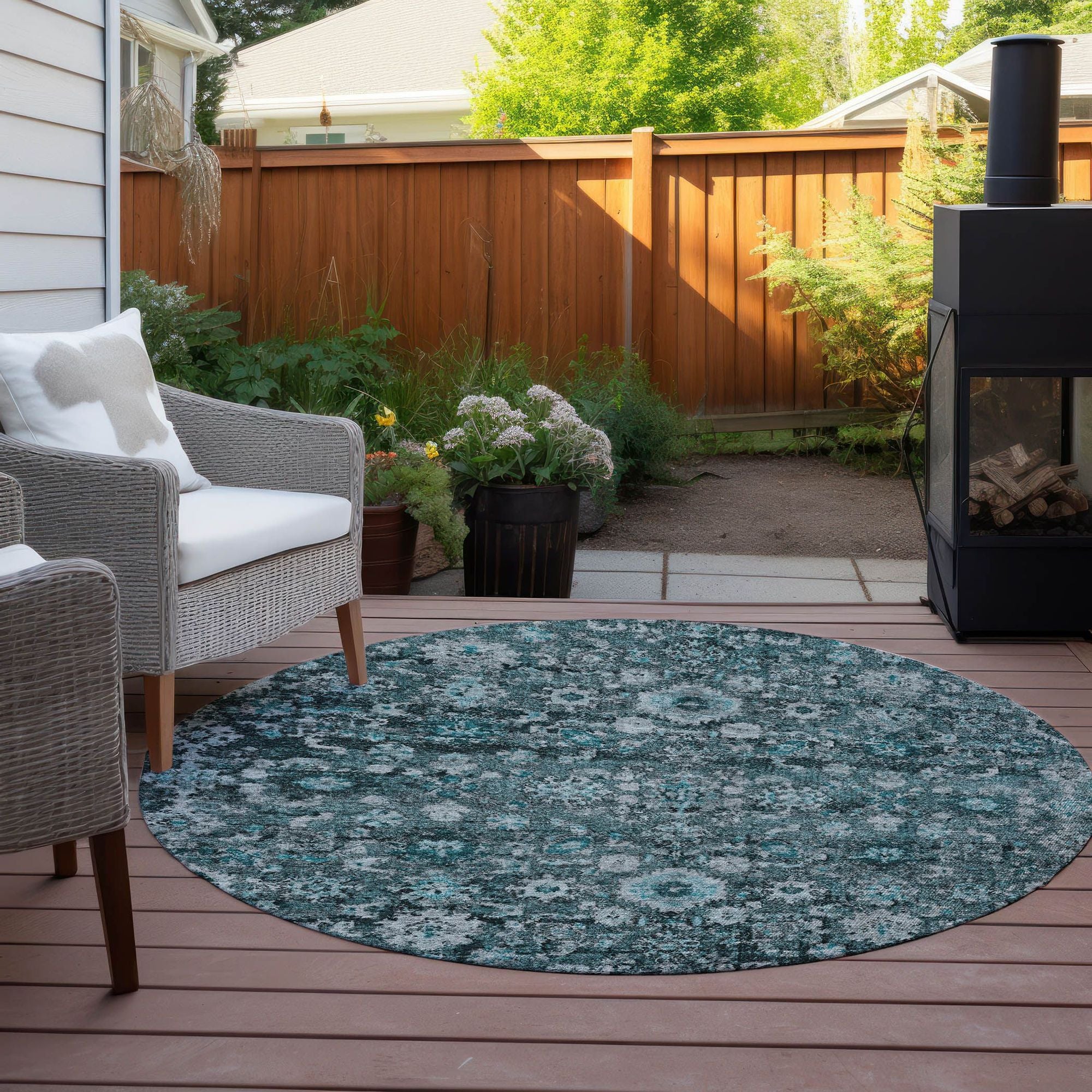 Machine Made ACN651 Teal  Rugs 