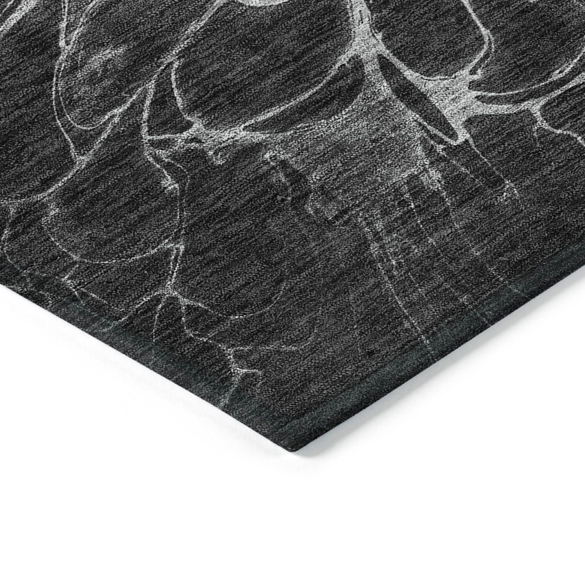 Machine Washable Charcoal Gray Rug - Indoor / Outdoor - Kids / Pet Friendly Modern Print Rug