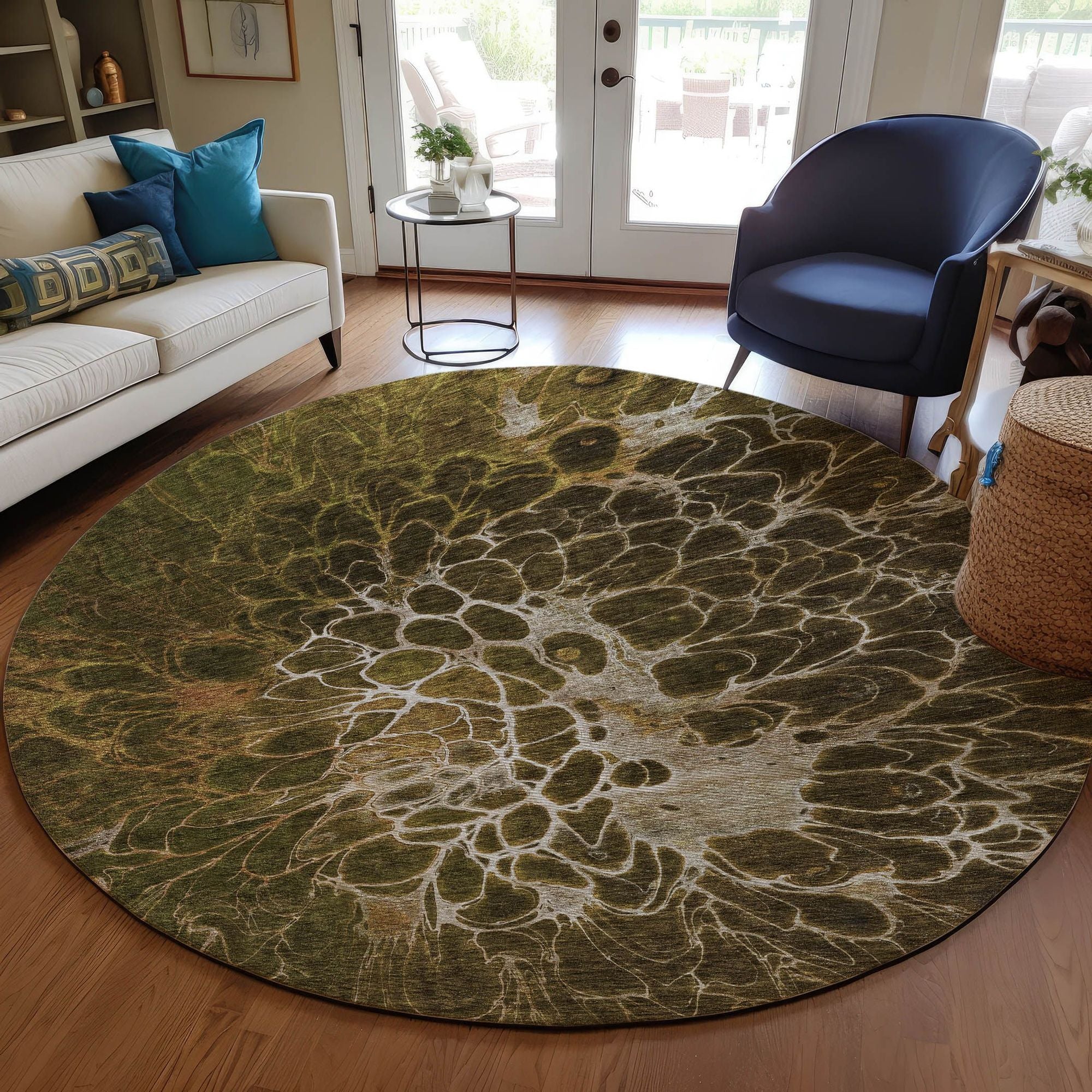 Machine Washable Chocolate Brown Rug - Indoor / Outdoor - Kids / Pet Friendly Modern Print Rug
