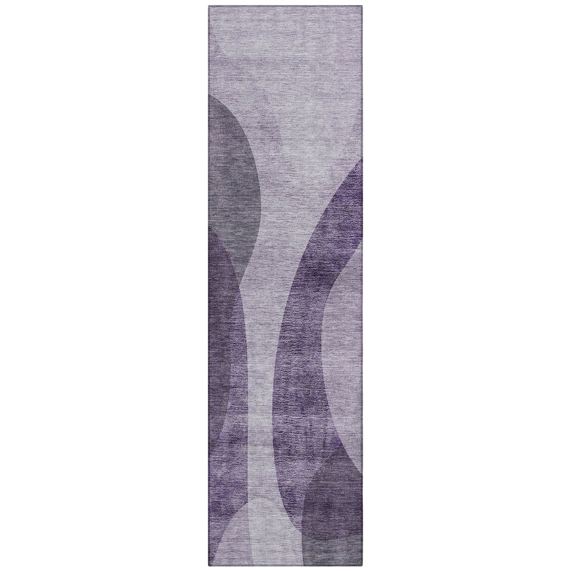 Machine Washable Purple Rug - Indoor / Outdoor - Kids / Pet Friendly Art Deco Print Rug