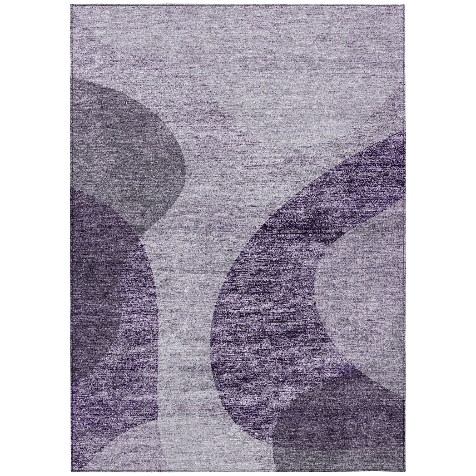 Machine Washable Purple Rug - Indoor / Outdoor - Kids / Pet Friendly Art Deco Print Rug