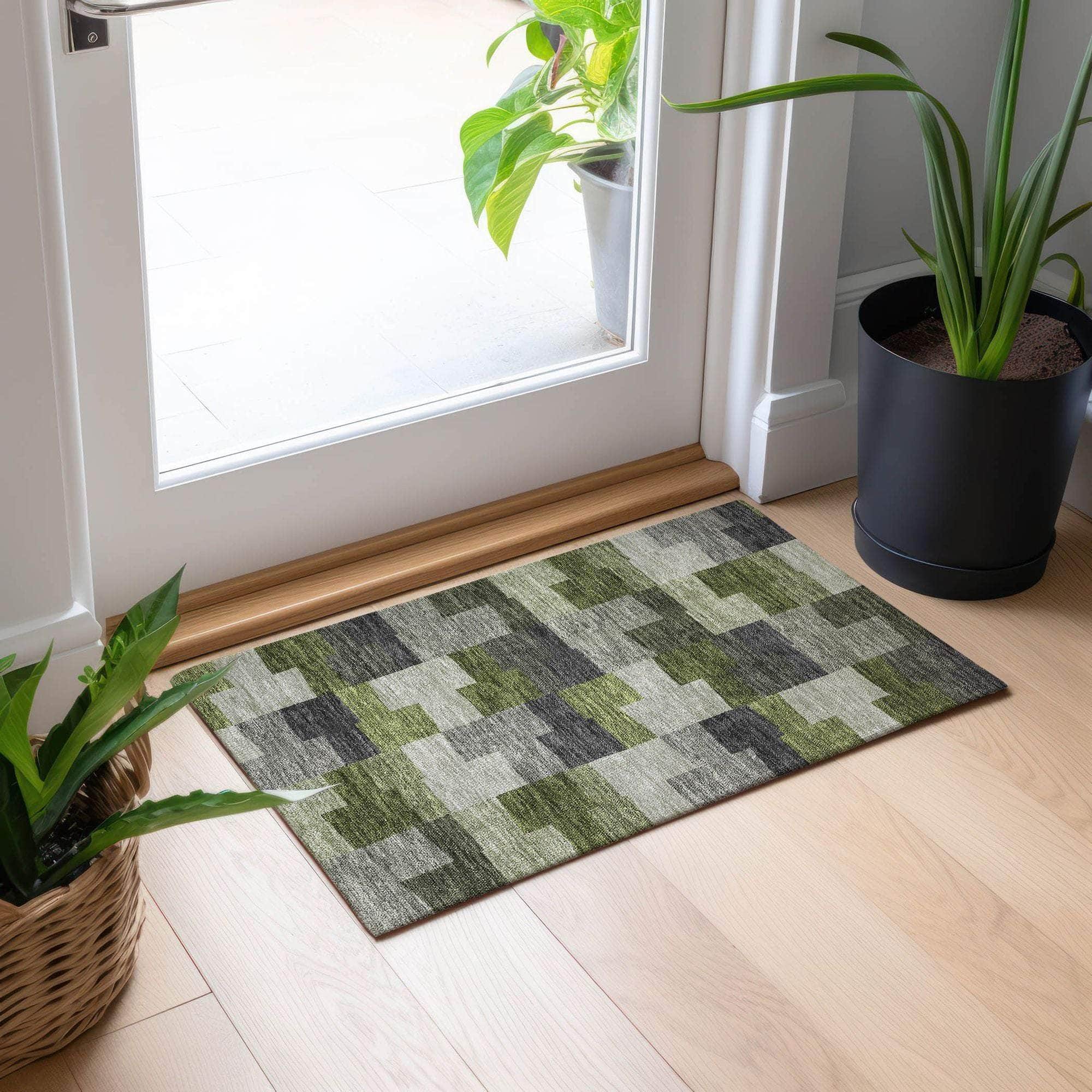 Machine Made ACN659 Olive Green Rugs #color_olive green