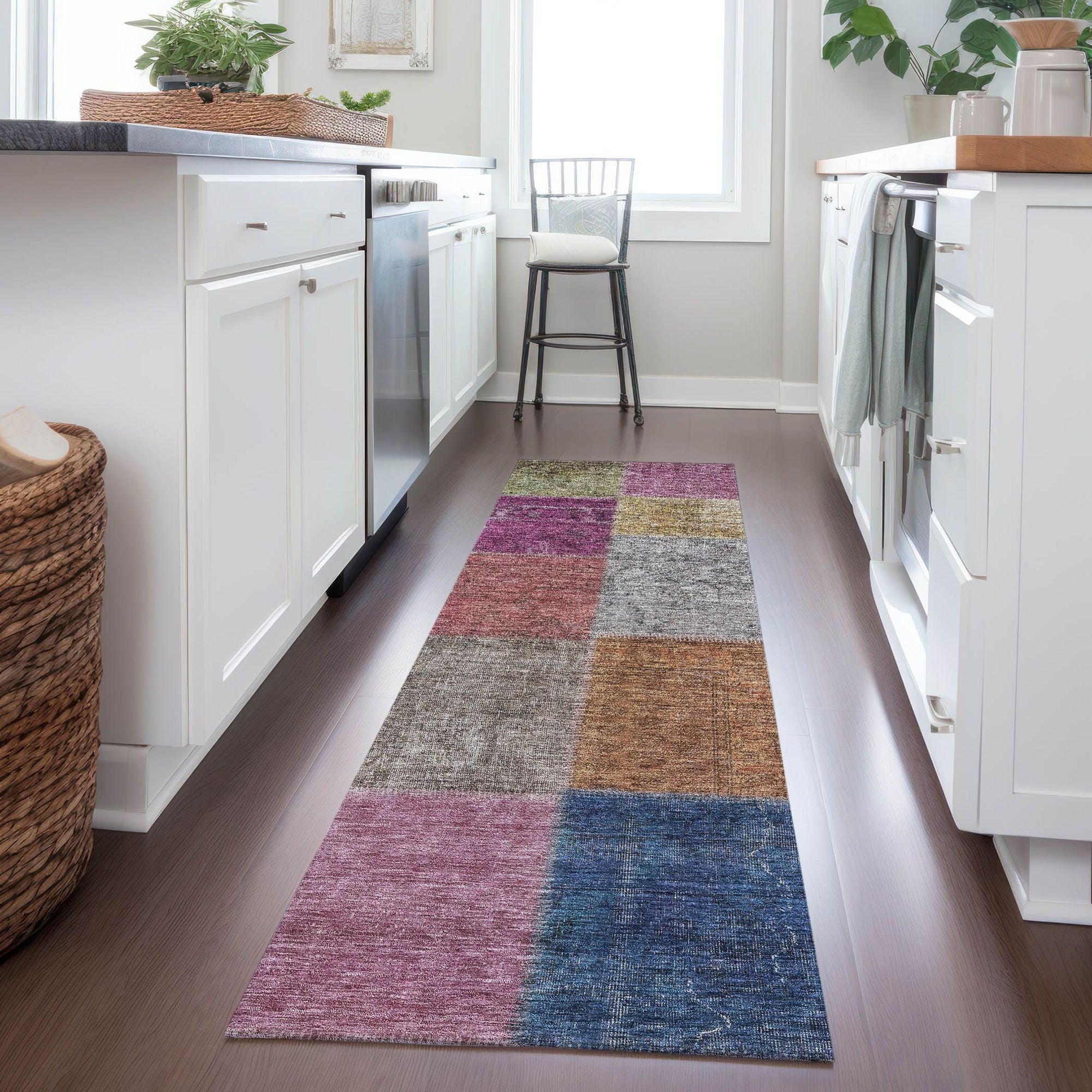 Machine Washable Copper Orange Rug - Indoor / Outdoor - Kids / Pet Friendly Patchwork Print Rug