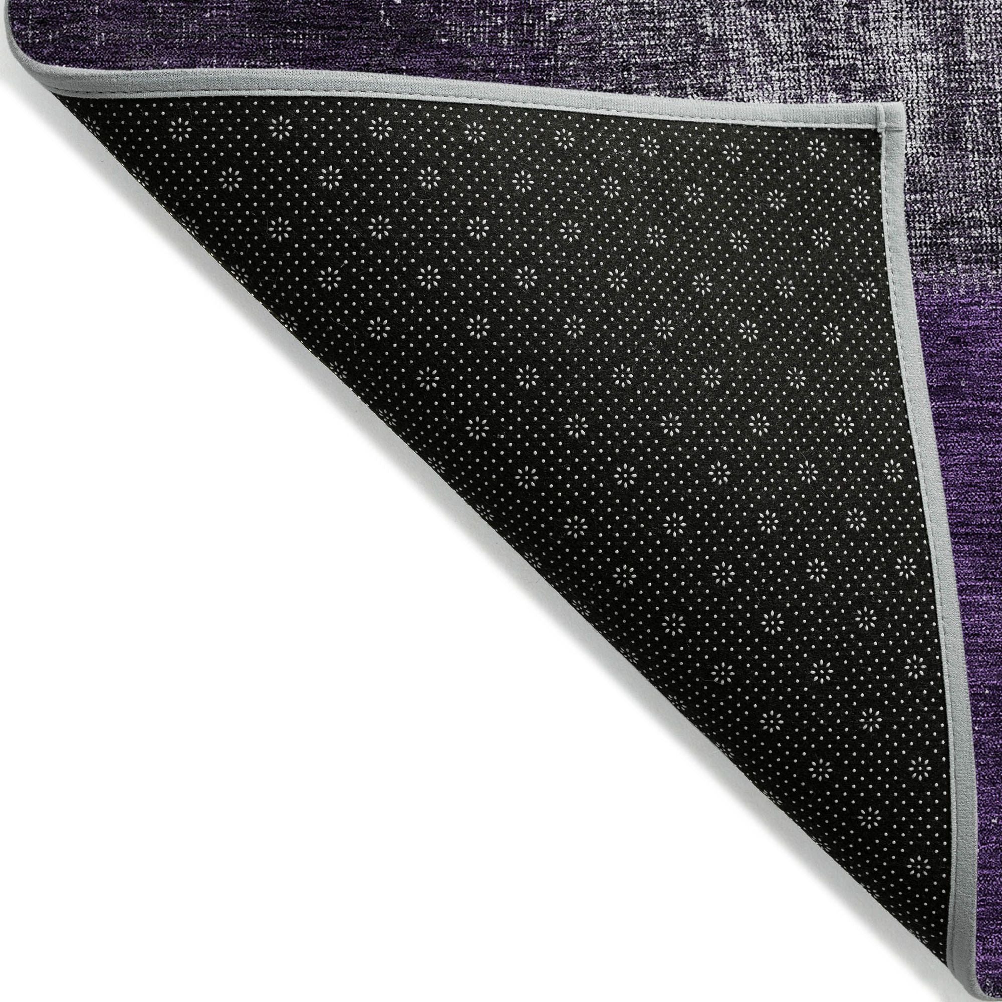 Machine Washable Eggplant Purple Rug - Indoor / Outdoor - Kids / Pet Friendly Patchwork Print Rug