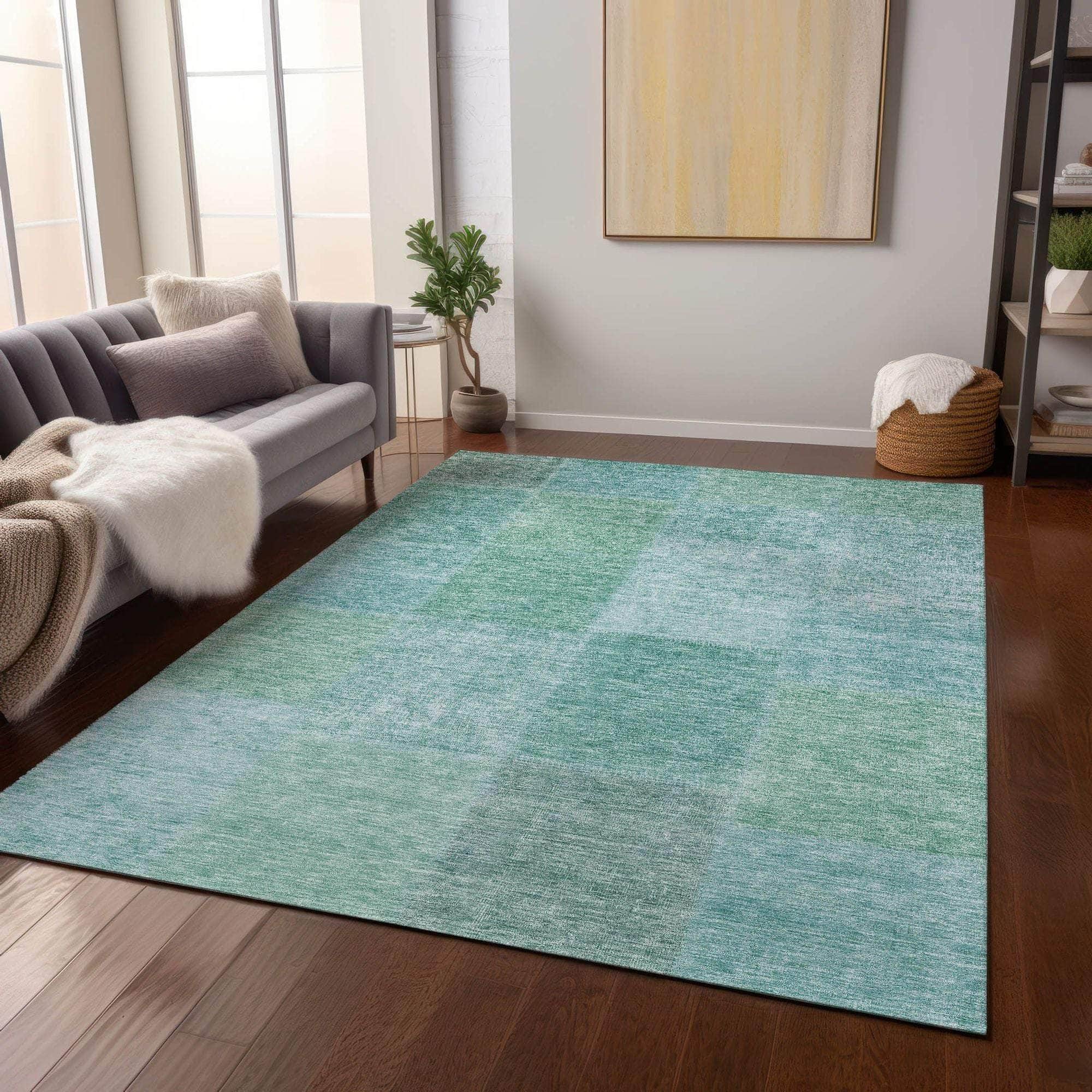 Machine Made ACN664 Teal  Rugs #color_teal 