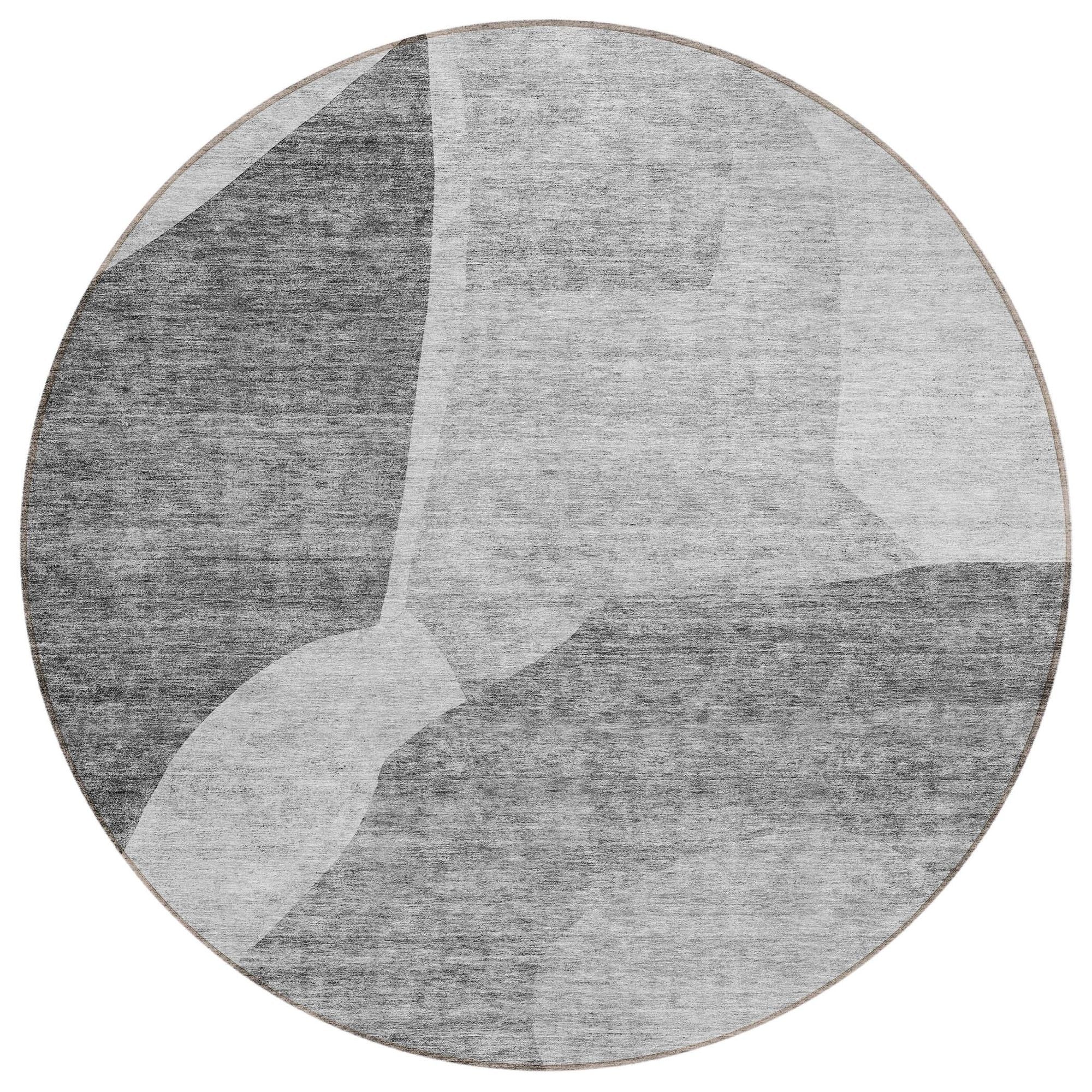Machine Washable Silver Gray Rug - Indoor / Outdoor - Kids / Pet Friendly Abstract Print Rug