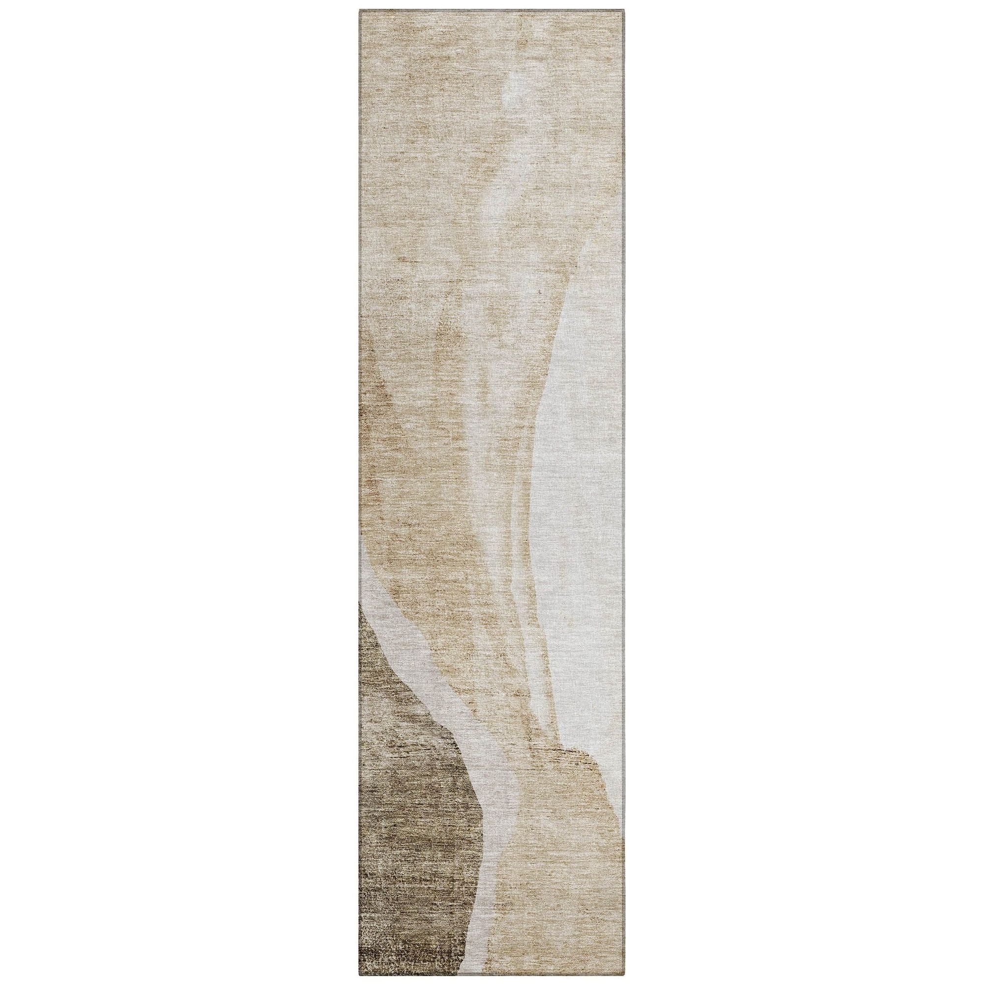 Machine Washable Brown Rug - Indoor / Outdoor - Kids / Pet Friendly Abstract Print Rug