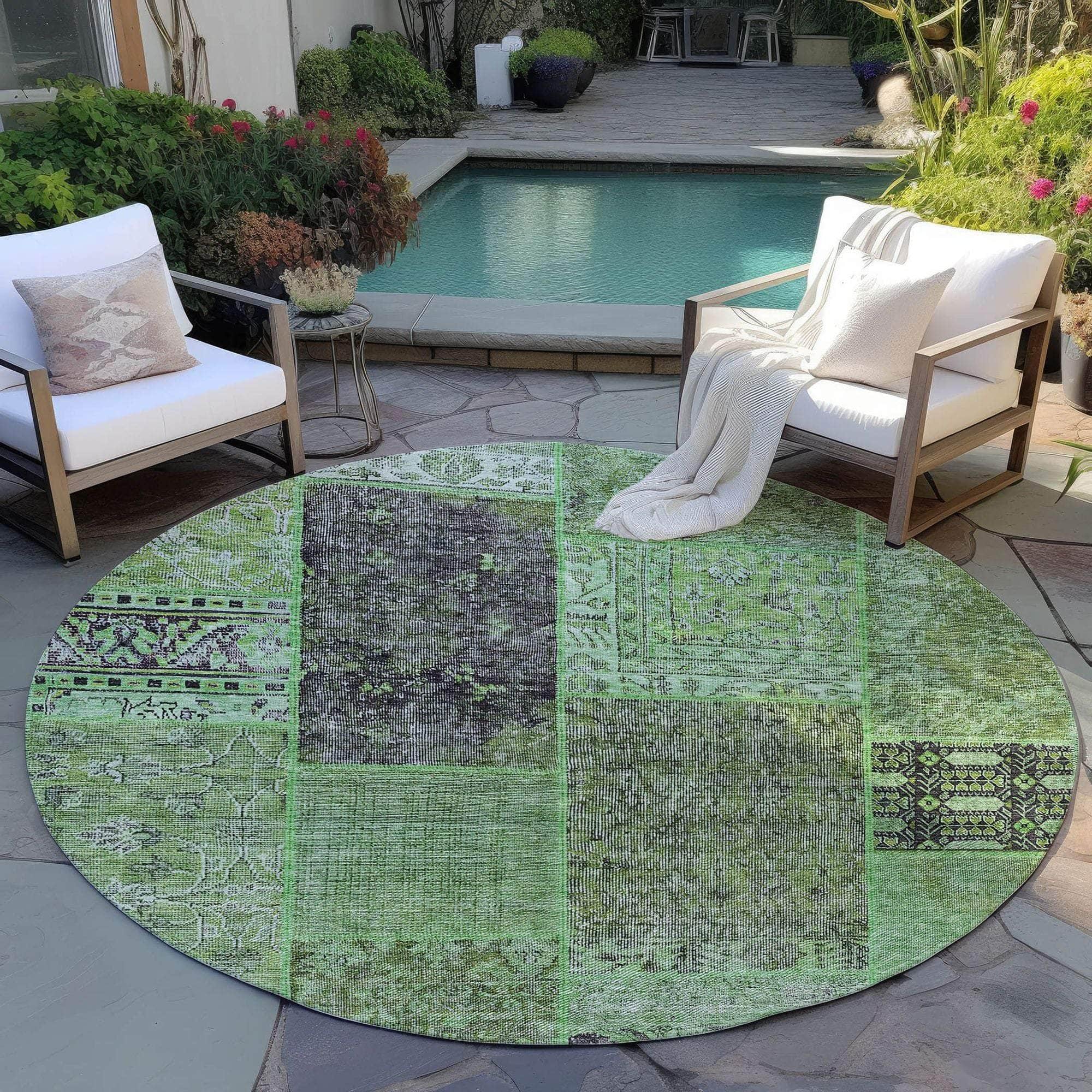 Machine Made ACN669 Green  Rugs #color_green 