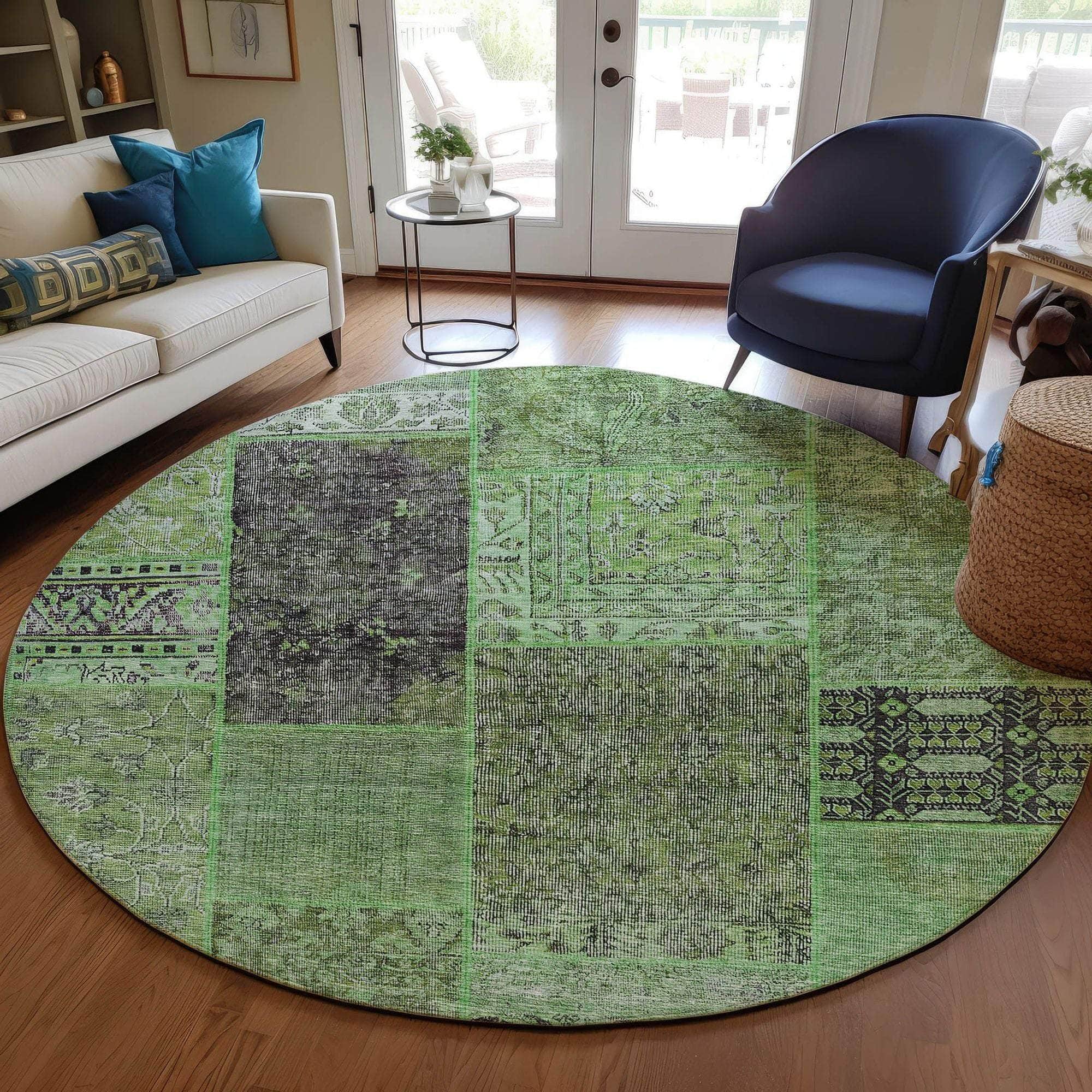 Machine Made ACN669 Green  Rugs #color_green 