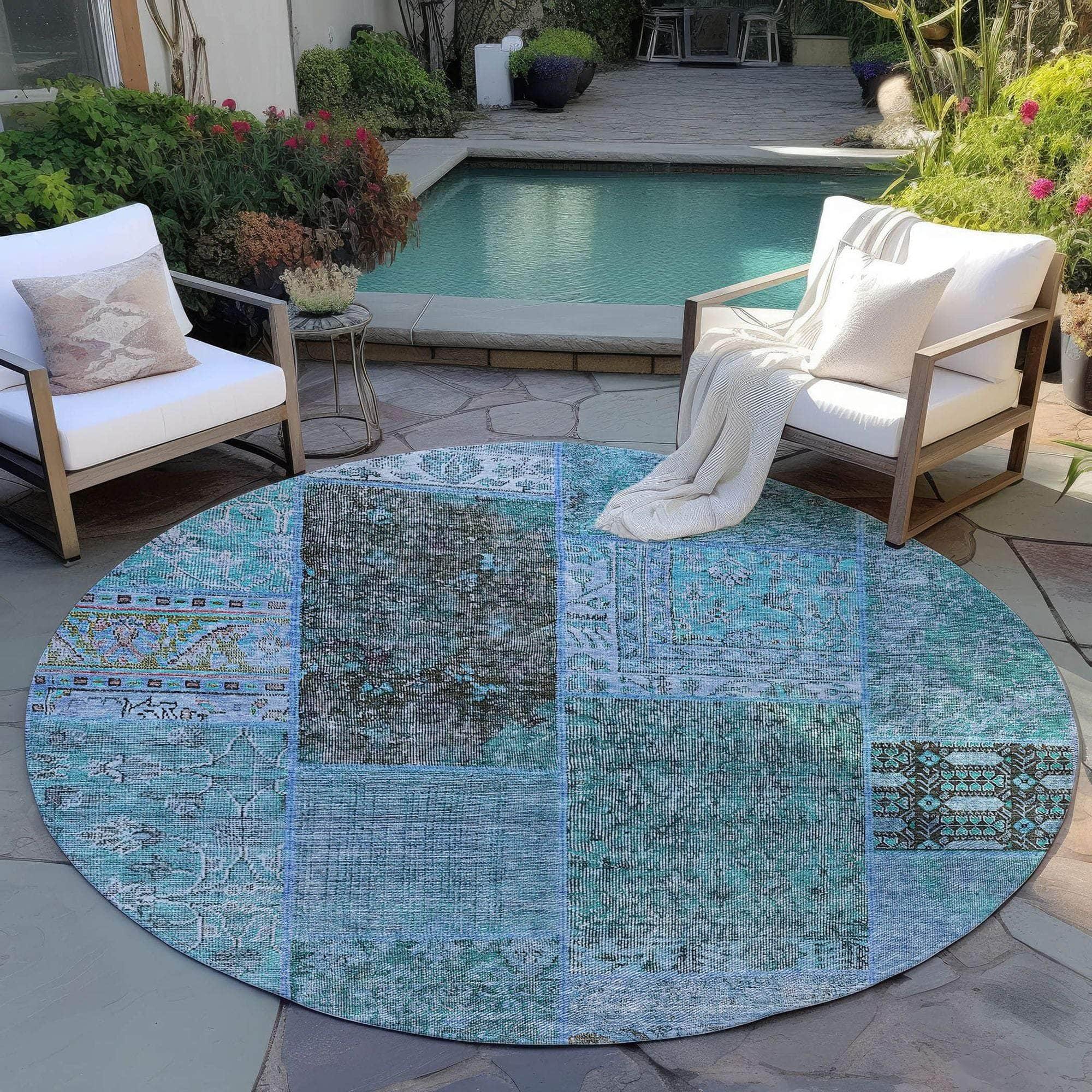 Machine Made ACN669 Teal  Rugs #color_teal 