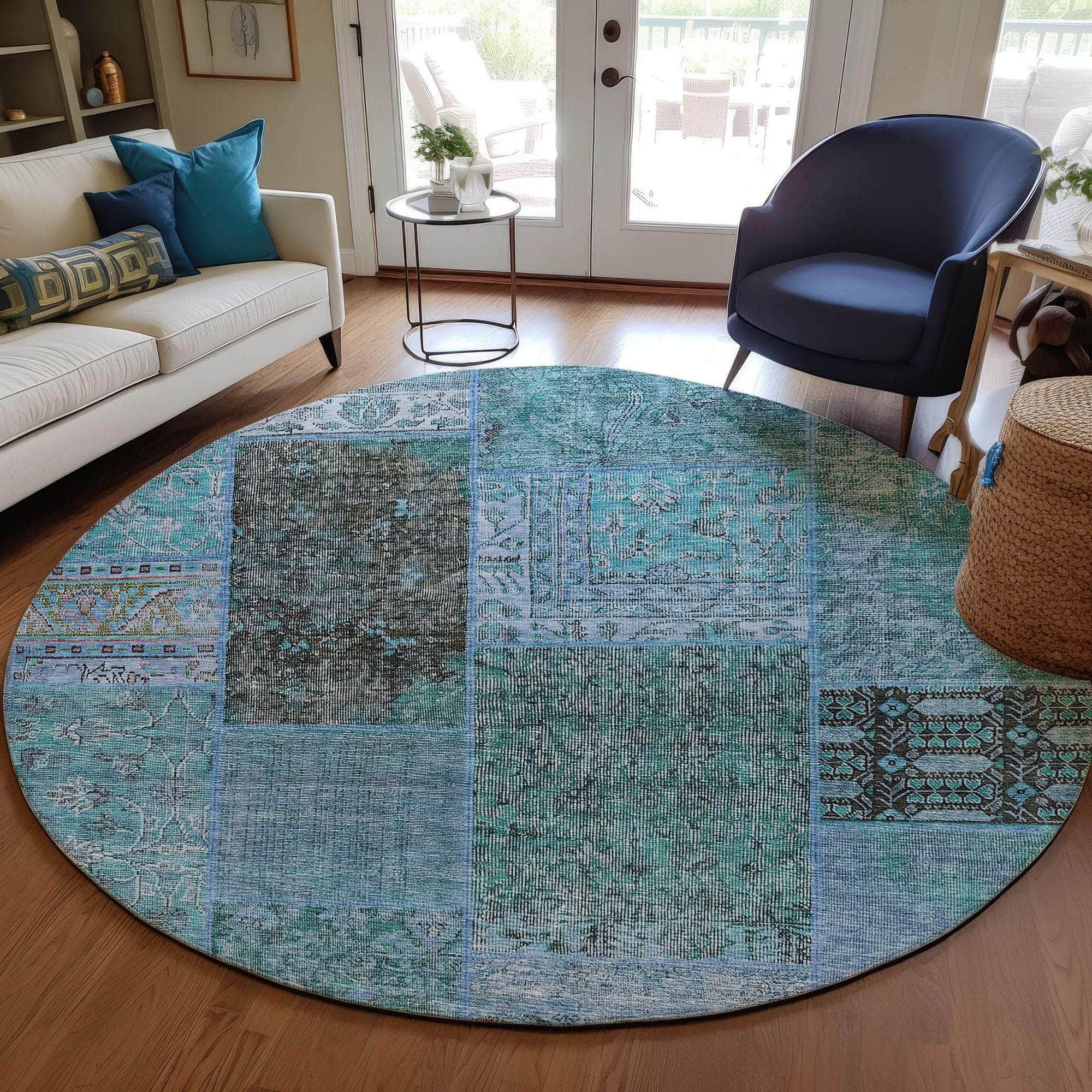 Machine Made ACN669 Teal  Rugs #color_teal 