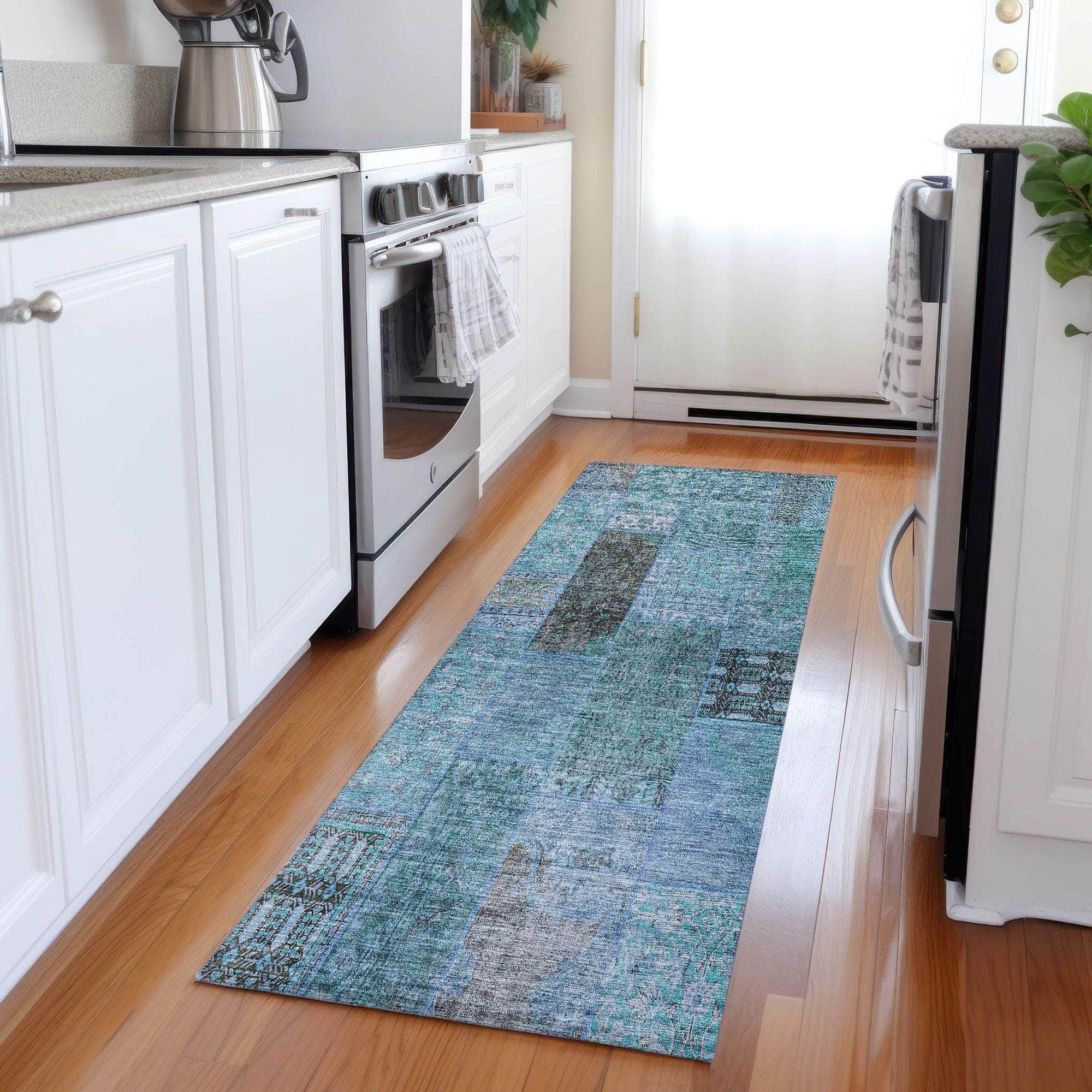 Machine Made ACN669 Teal  Rugs #color_teal 