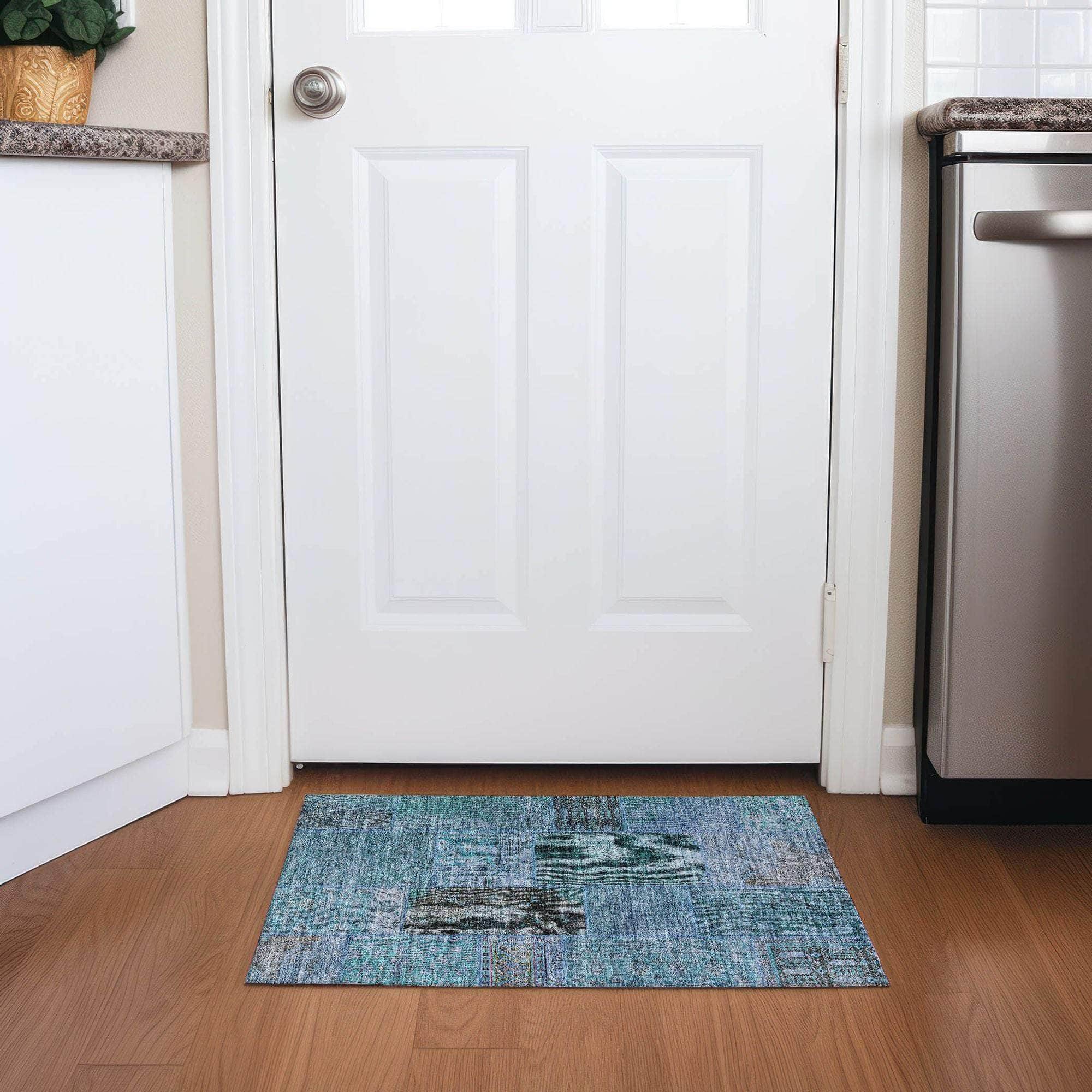 Machine Made ACN669 Teal  Rugs #color_teal 