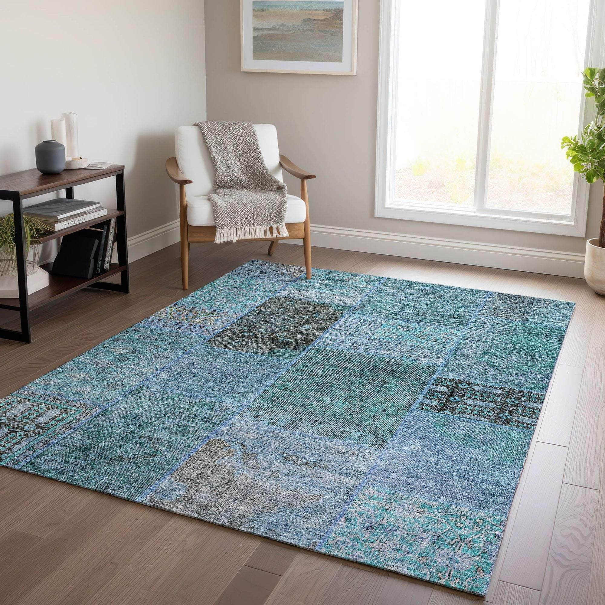 Machine Made ACN669 Teal  Rugs #color_teal 