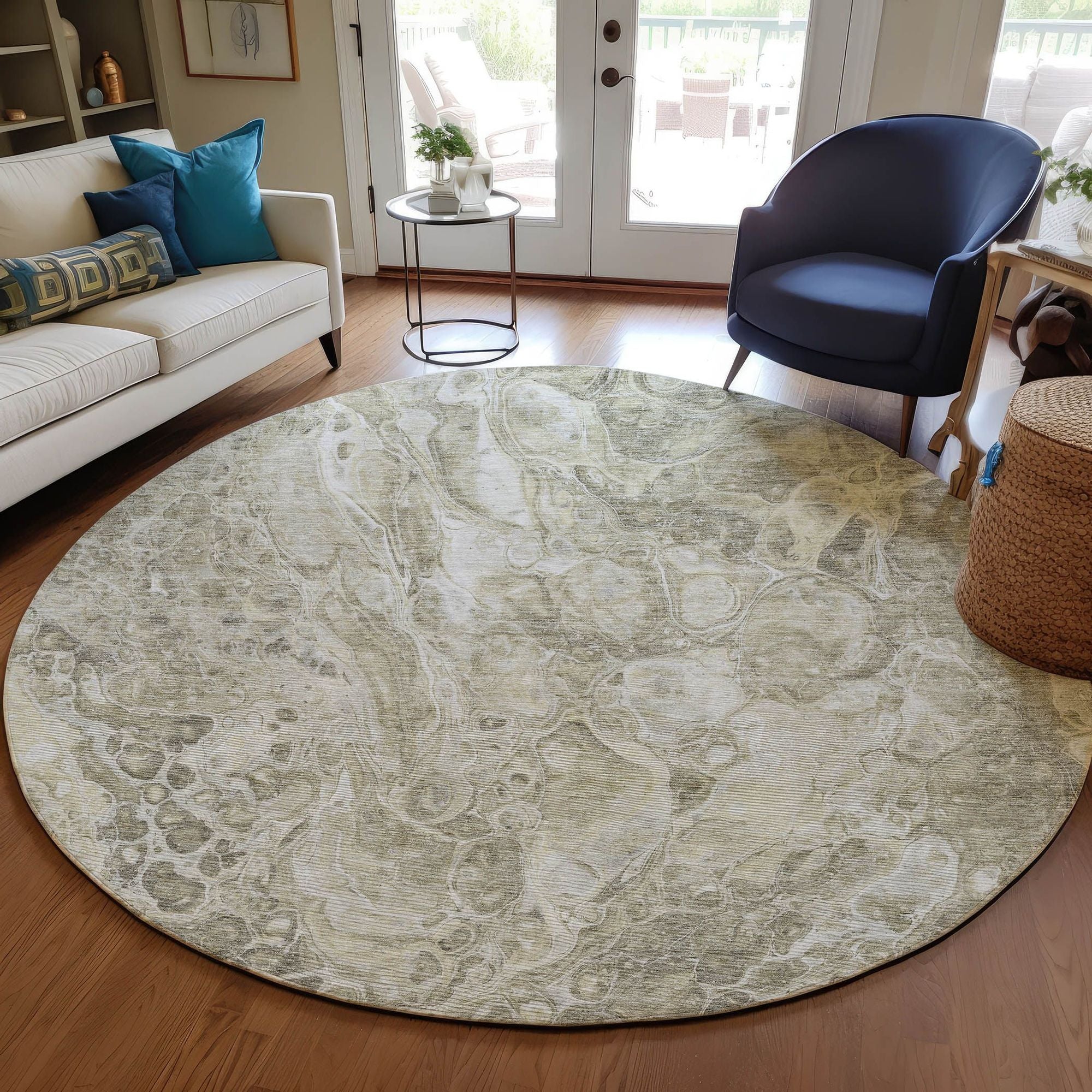Machine Washable Tan Brown Rug - Indoor / Outdoor - Kids / Pet Friendly Abstract Print Rug