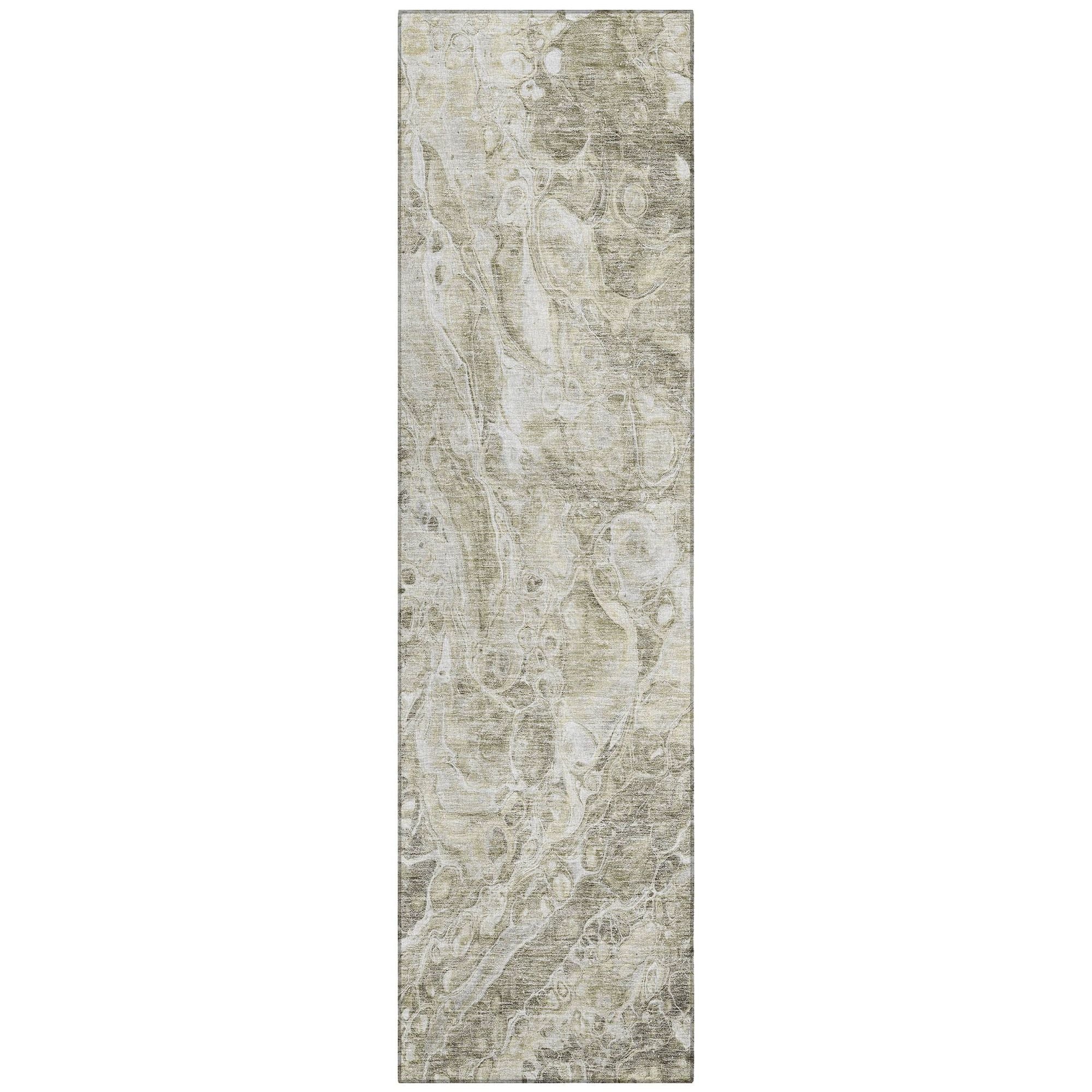 Machine Washable Tan Brown Rug - Indoor / Outdoor - Kids / Pet Friendly Abstract Print Rug