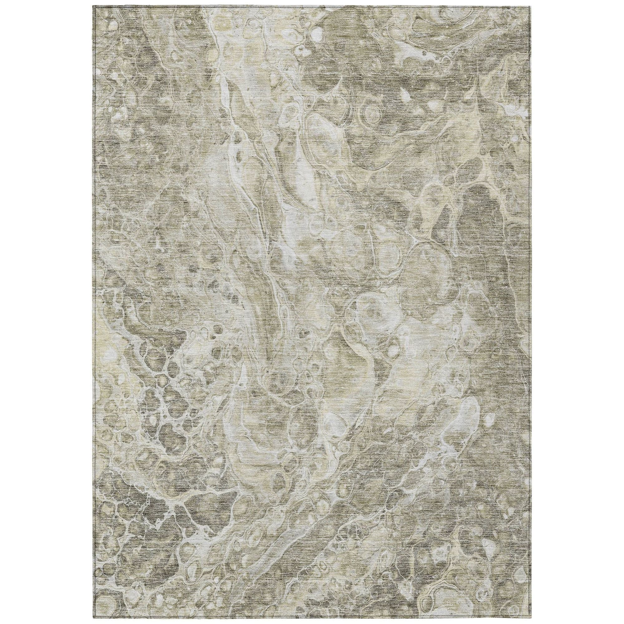 Machine Washable Tan Brown Rug - Indoor / Outdoor - Kids / Pet Friendly Abstract Print Rug
