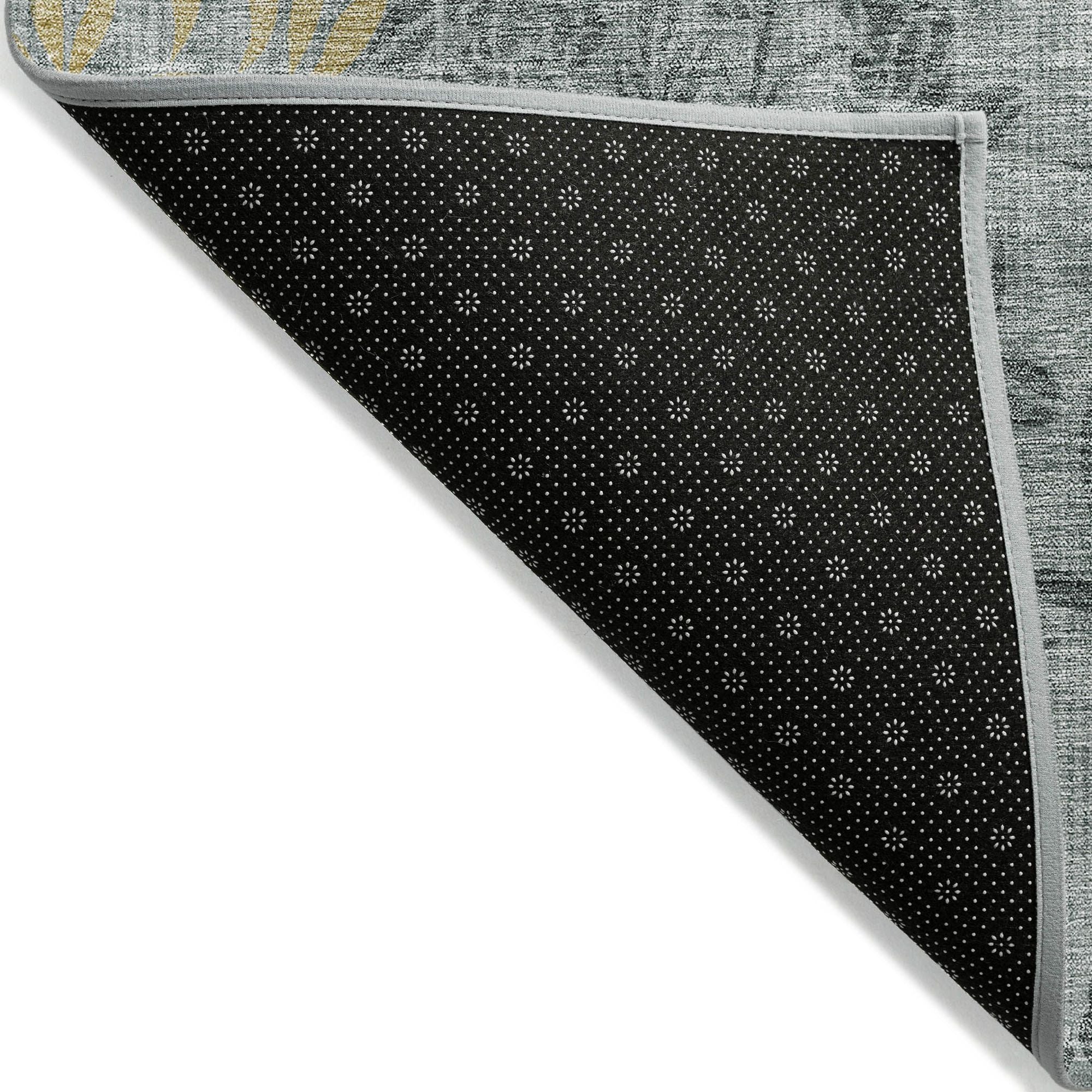 Machine Washable Gray Rug - Indoor / Outdoor - Kids / Pet Friendly Floral Print Rug
