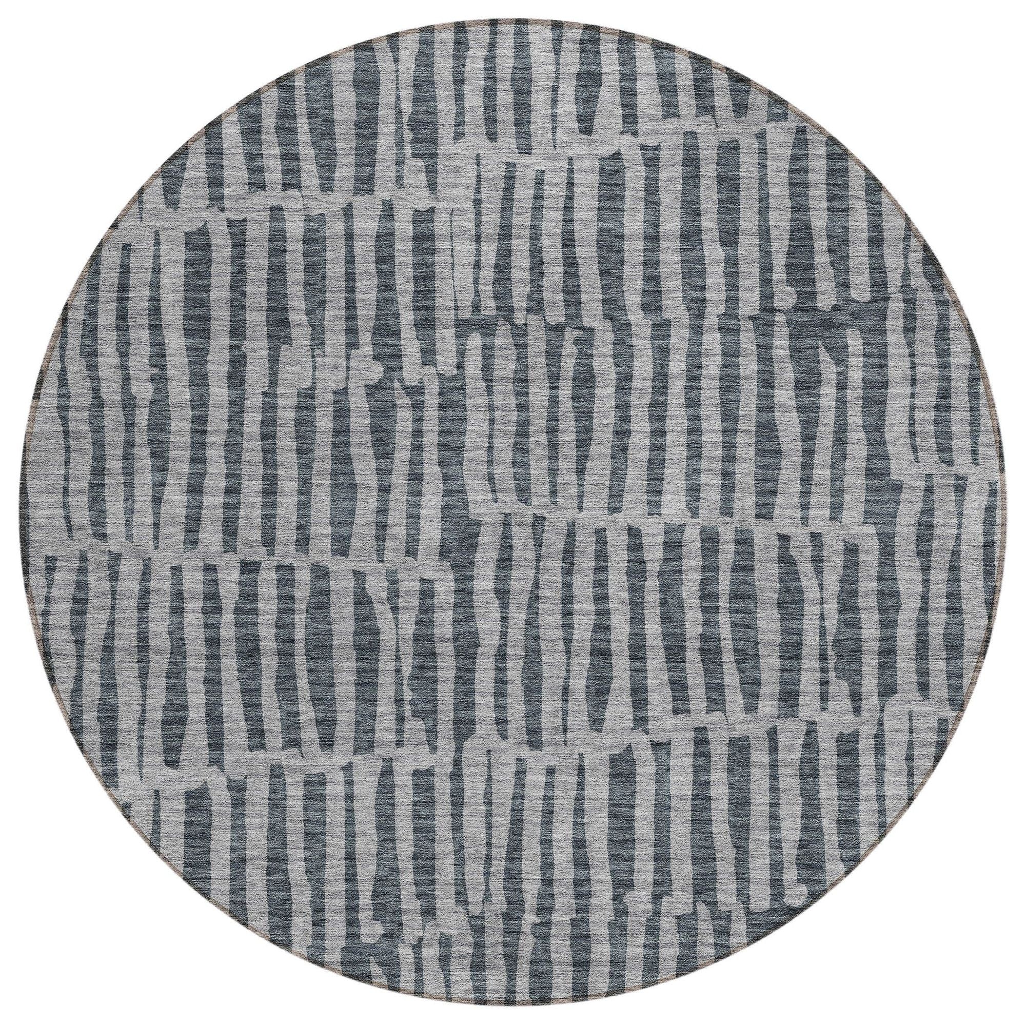 Machine Washable Charcoal Gray Rug - Indoor / Outdoor - Kids / Pet Friendly Striped Print Rug